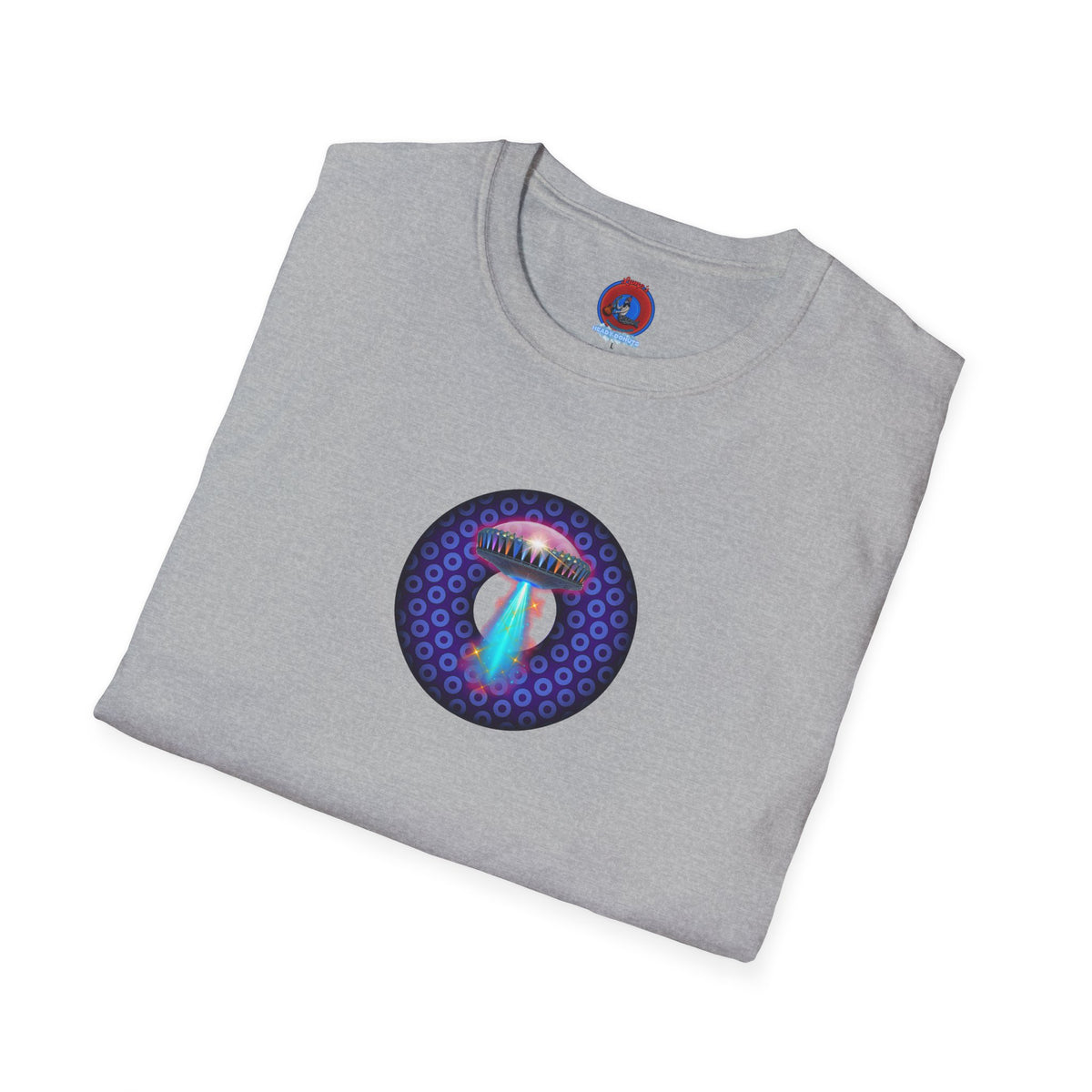 Classic Donut Tee - Unisex Soft-Style - "Donuts now Served on the Mothership" - series 1.0  - variant 5  - purple/violet paradoxical donut