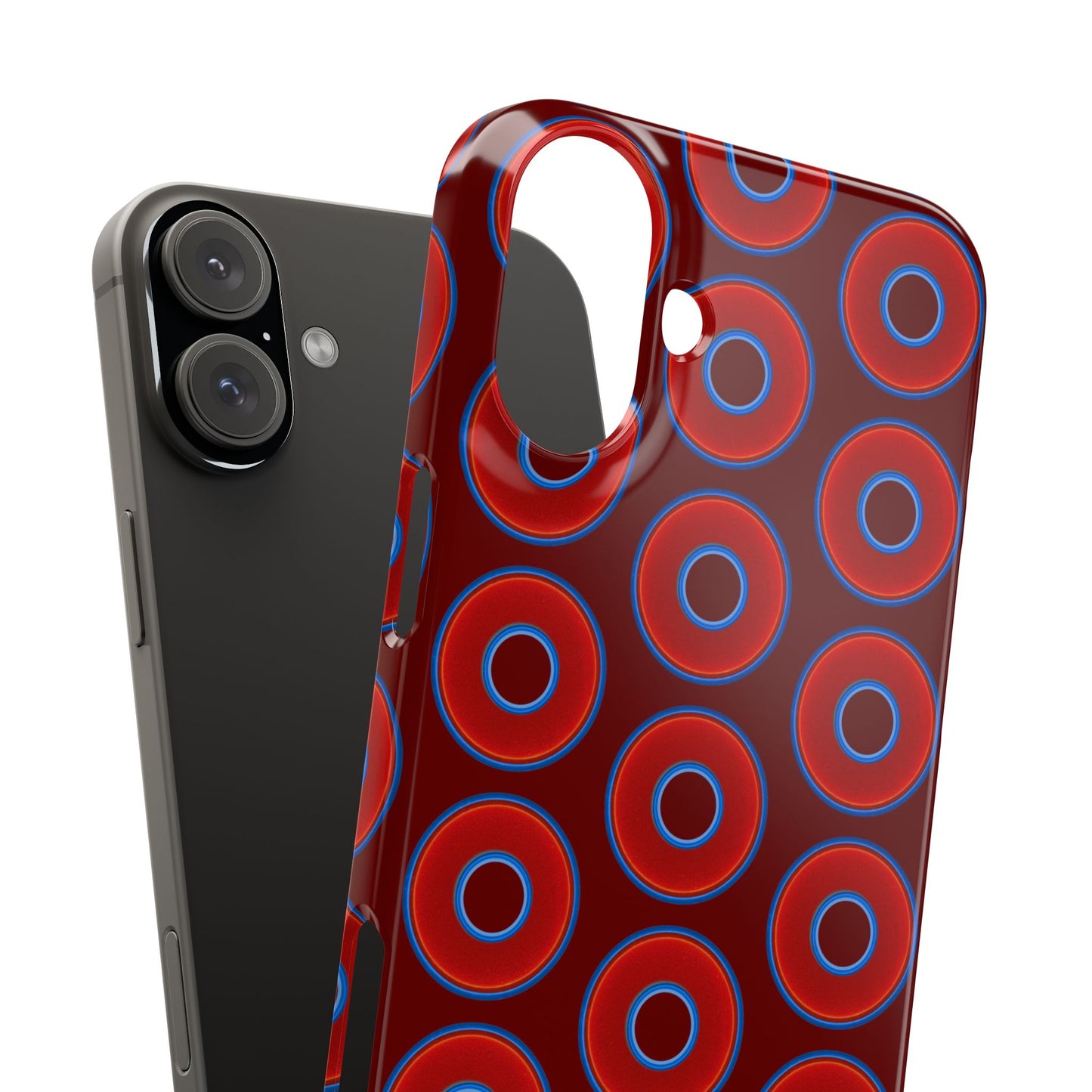 Lumpy Donut Snap Case - red vivid donut print w/dark red background