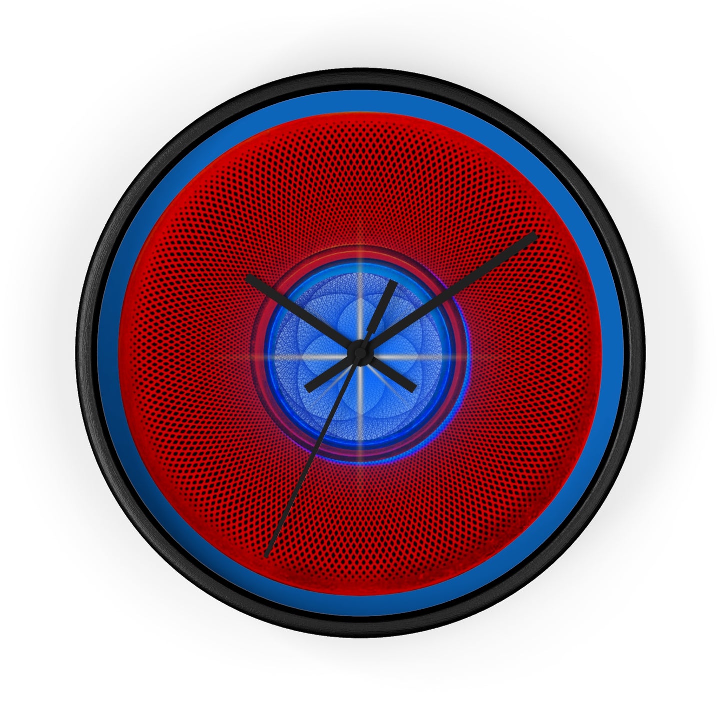 Lumpy Wall Clock - "Geometrical Donut" - red phatty donut w/dark royal blue background