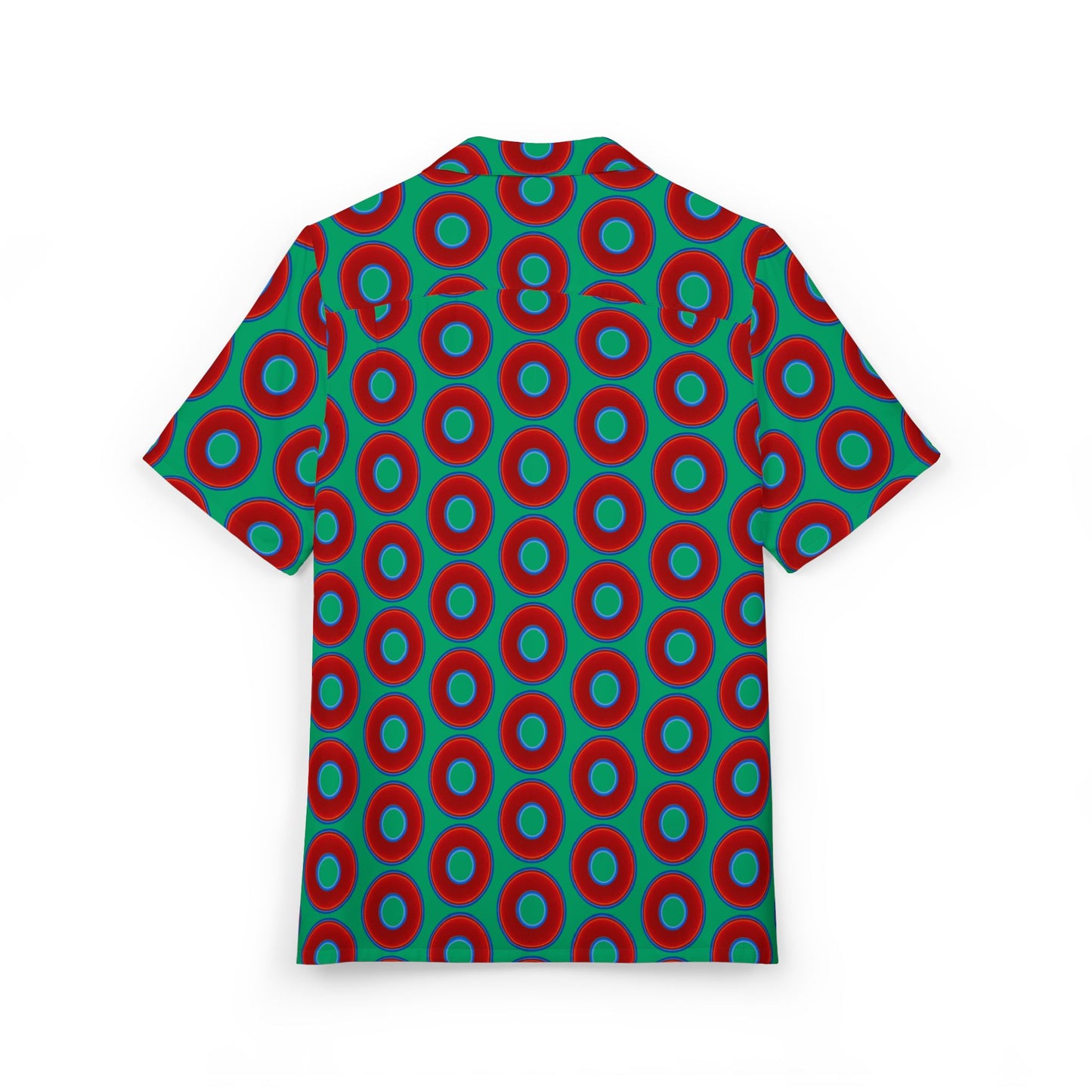 Wilson's 'Epic Hawaiian-Punch' Shirt - vivid red donut print w/jade green background [unisex]