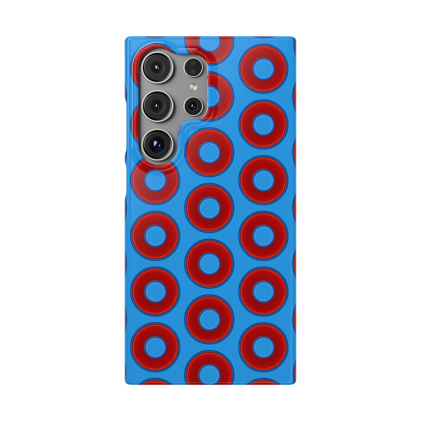 Lumpy Donut Snap Case - red vivid donut print w/sky royal blue background
