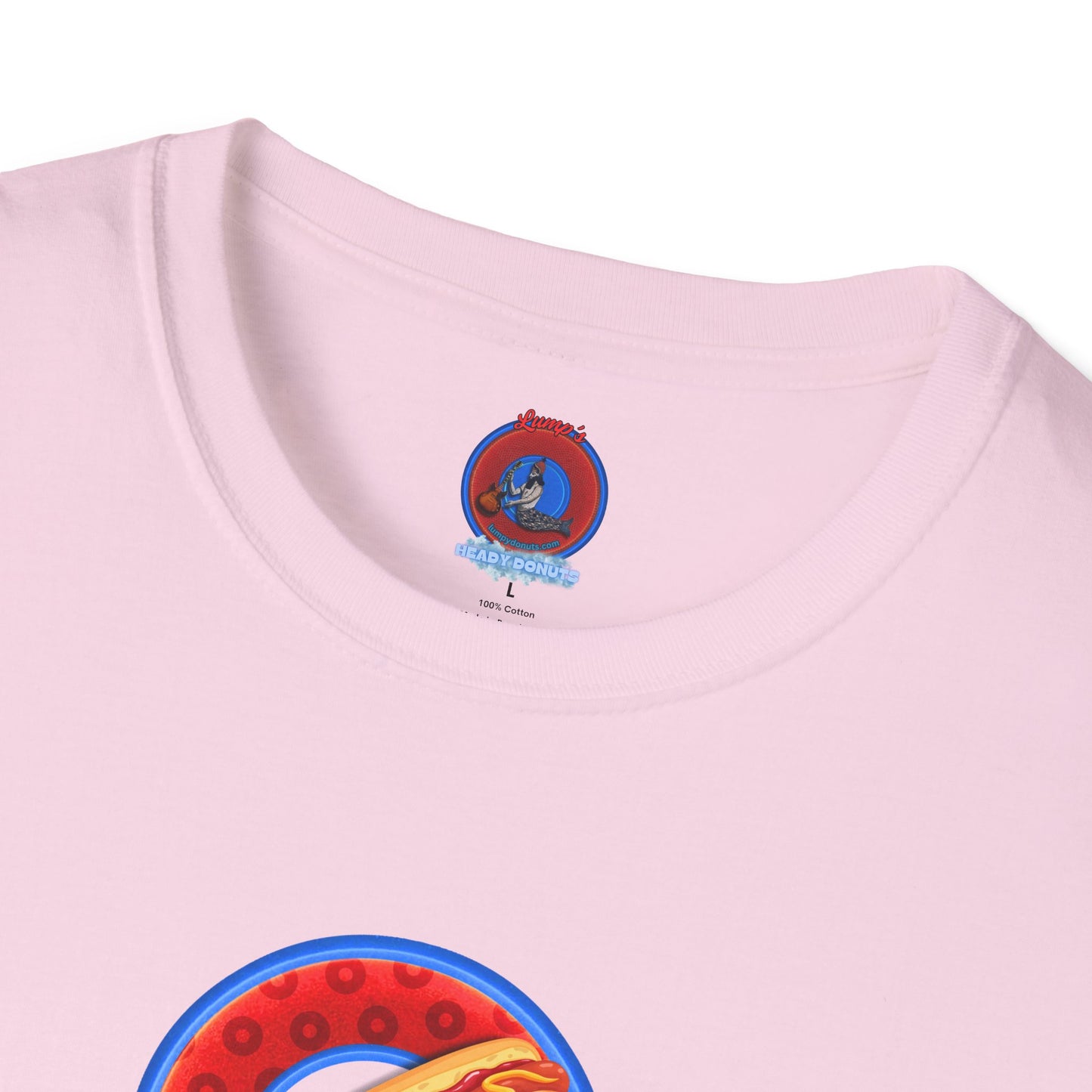 Classic Donut Tee - Unisex Soft-Style - "Viva Las Vegas Donut" -  red paradox donut w/raw dogger - variant 2