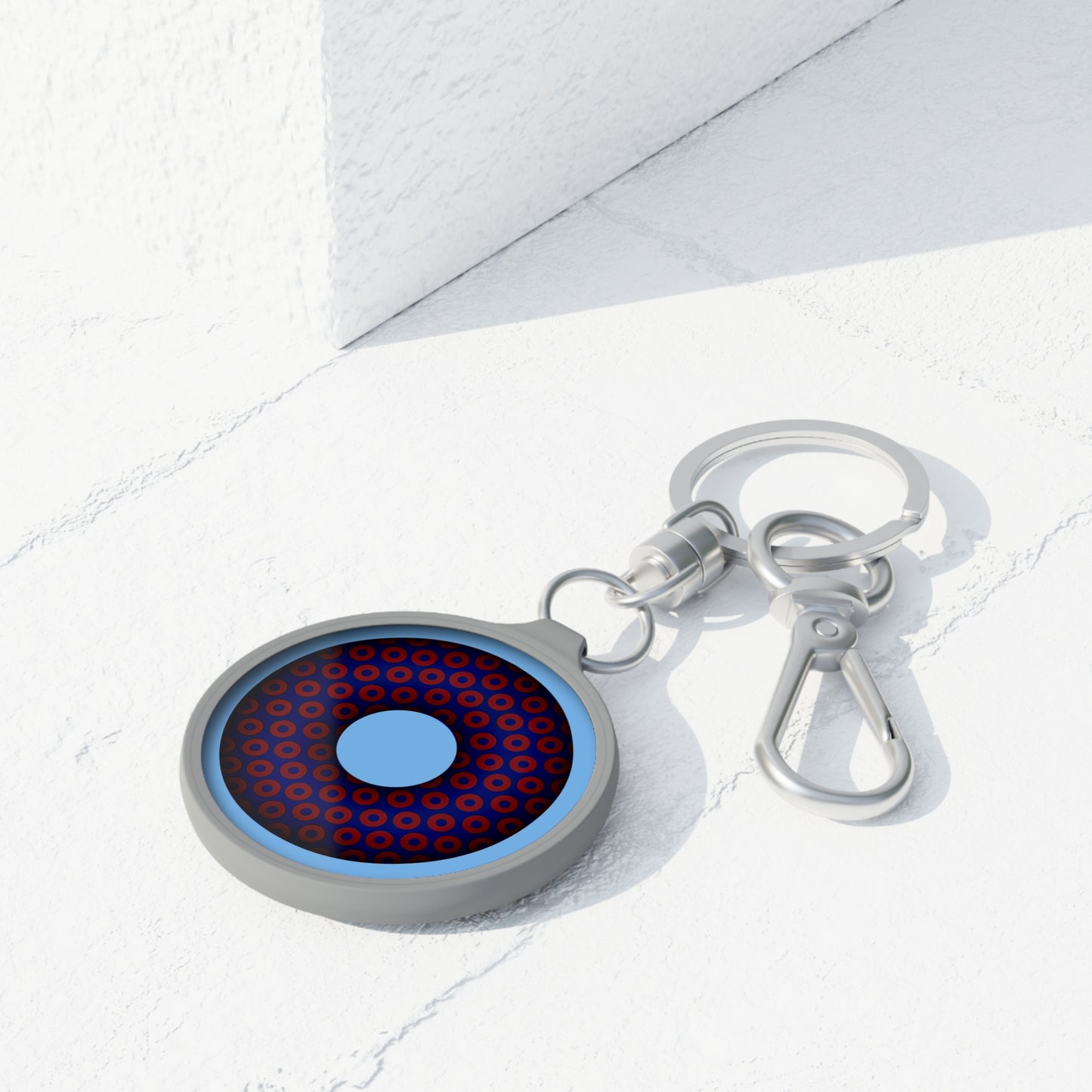 Lumpy Donut Keychain - "Traditional Paradox Donut" - series 1.0 - variant 1 - plain red/blue paradoxical donut