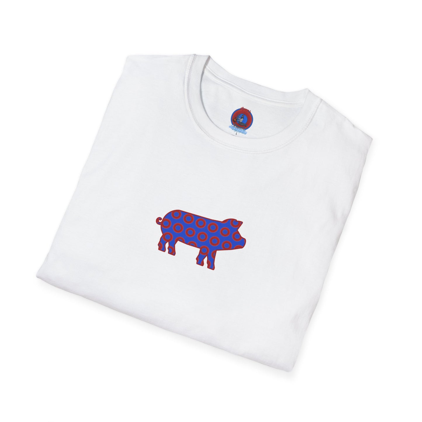 Classic Donut Tee - Unisex Soft-Style - "Guyute's Ugly Donut" - vivid red/blue donut pattern - variant 3