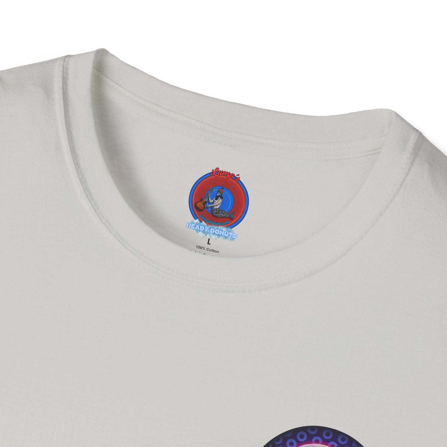 Classic Donut Tee - Unisex Soft-Style - "Donuts now Served on the Mothership" - series 1.0  - variant 5  - purple/violet paradoxical donut