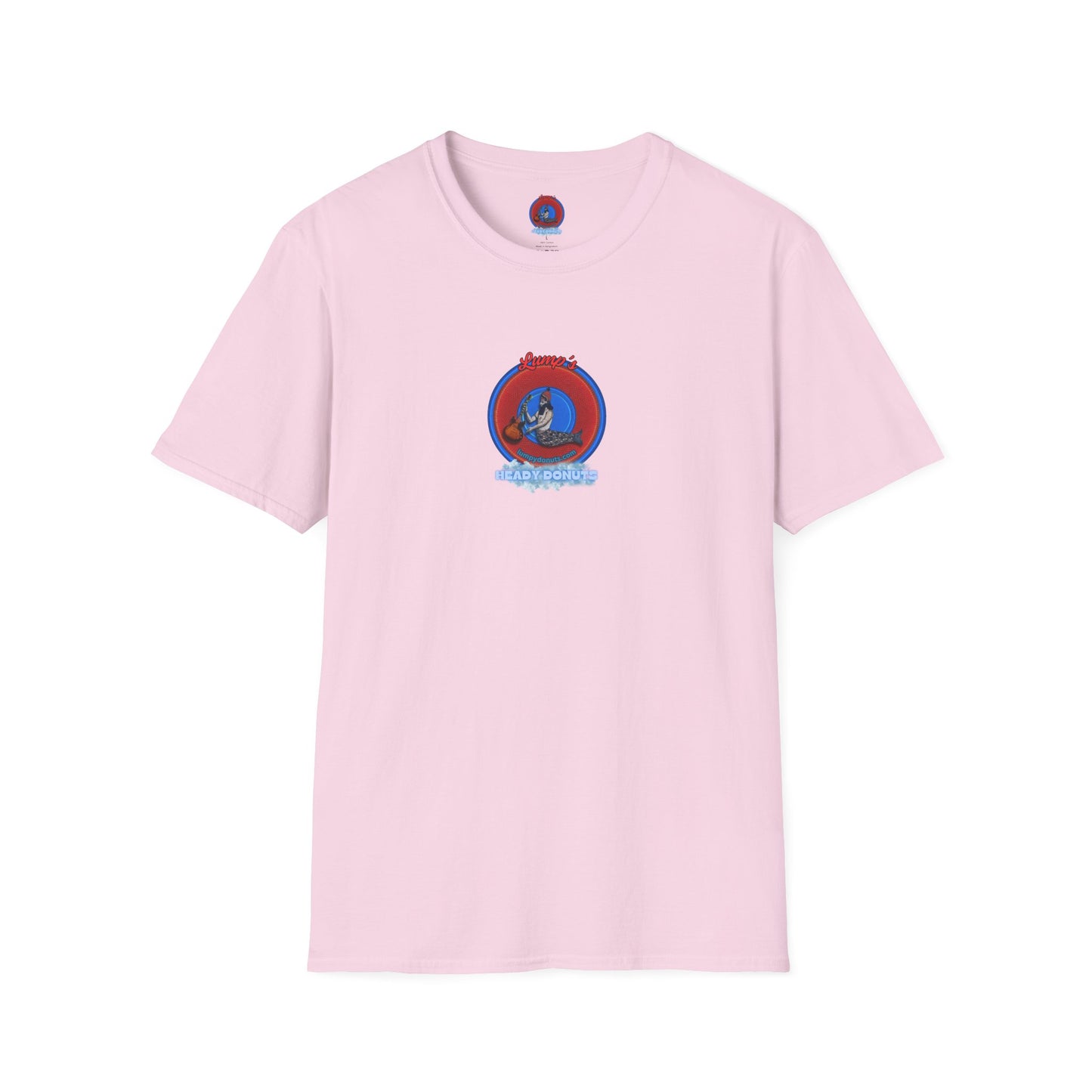 Classic Donut Tee - Unisex Soft-Style - "Lump's Heady Donuts Logo" - series 1.0  - red/blue rustic donut
