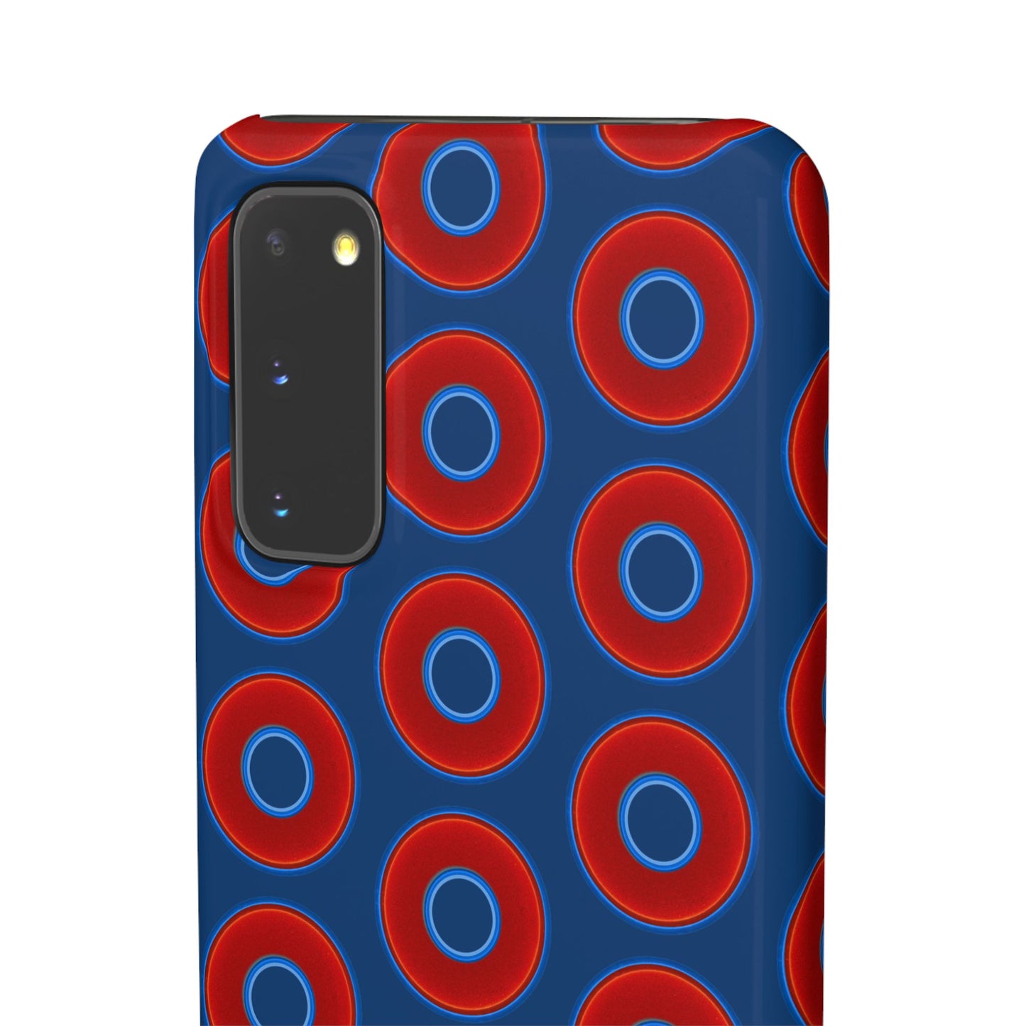 Lumpy Donut Snap Case - red vivid donut print w/Atlantic navy blue background