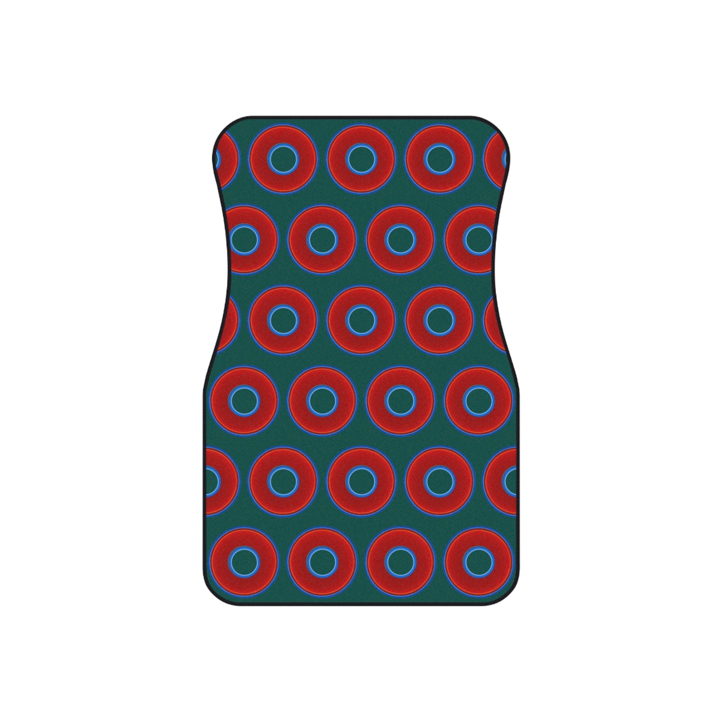 Contacted Car Mats - Set of 2/Front - vivid donut print w/dark Fenway green background