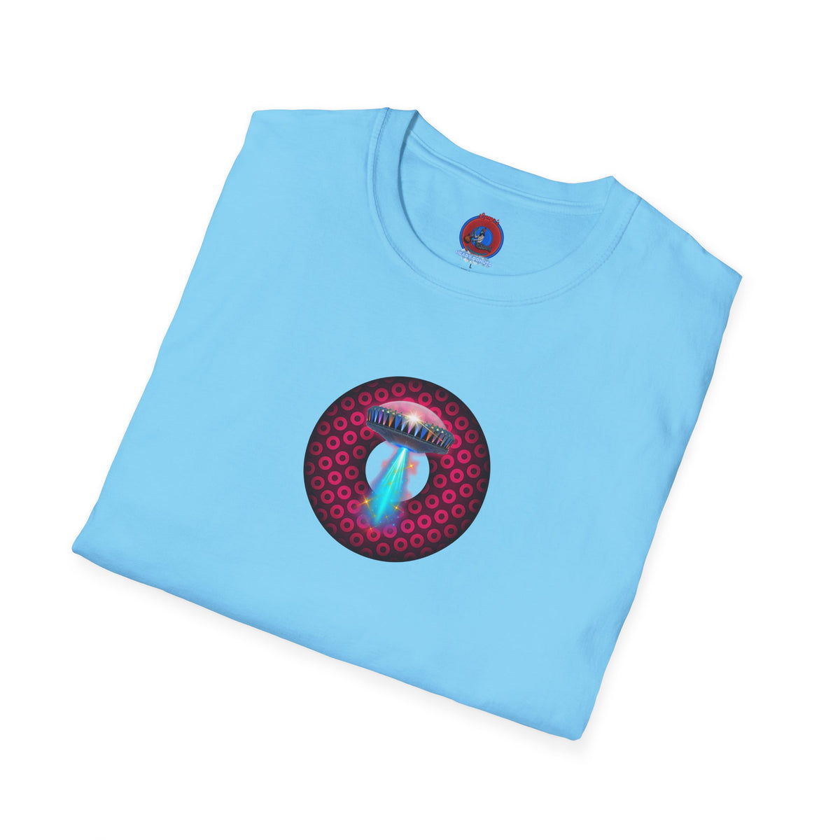Classic Donut Tee - Unisex Soft-Style - "Donuts now Served on the Mothership" - series 1.0  - variant 2  - red/red paradoxical donut