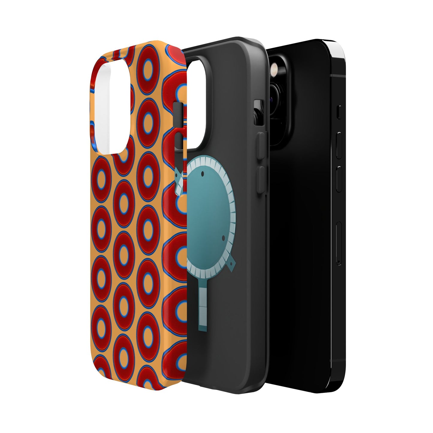Magnetic Tough Donut Case - red vivid donut print w/creamsicle orange background