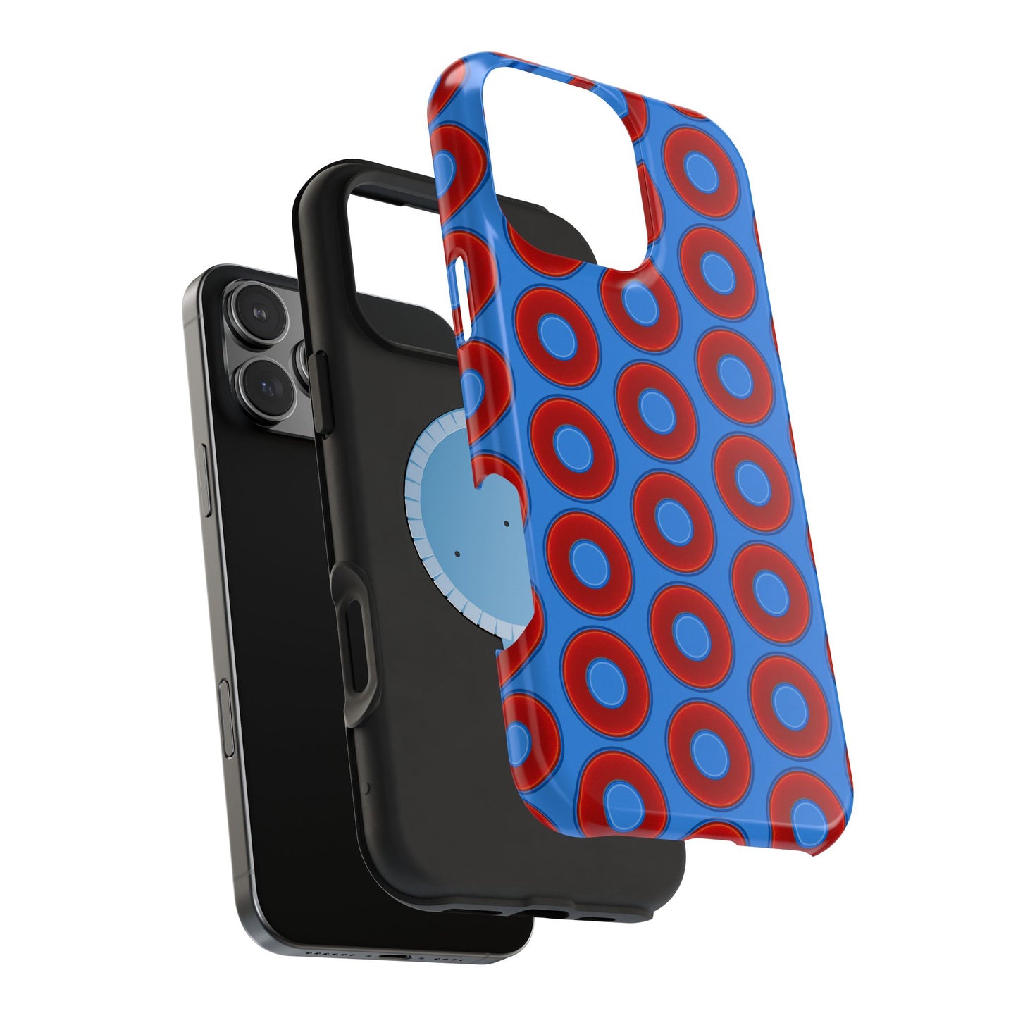 Magnetic Tough Donut Case - red vivid donut print w/light royal blue background