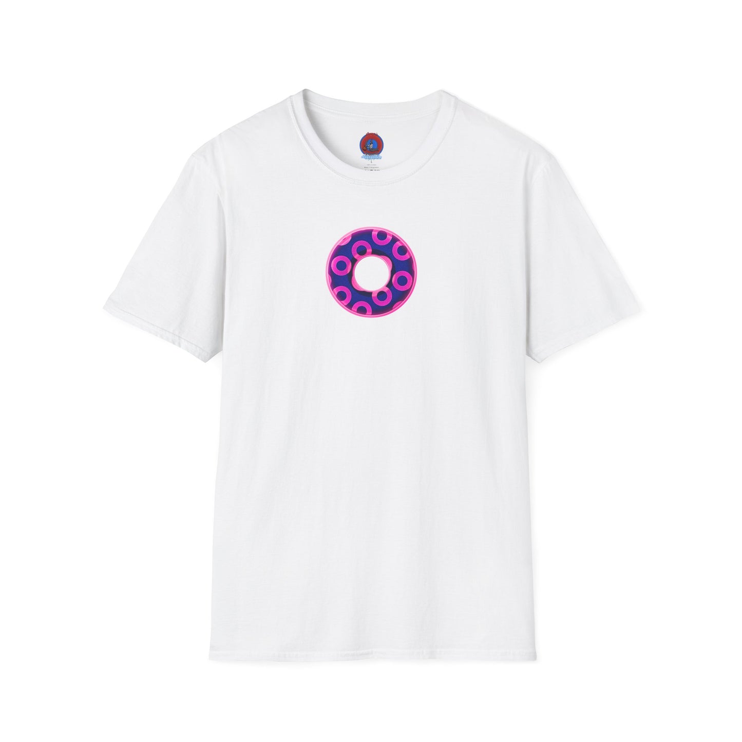 Plain Donuts/Unisex Soft-Style - "Plain Rustic Paradoxical Donuts" - hot pink/dark blue donuts