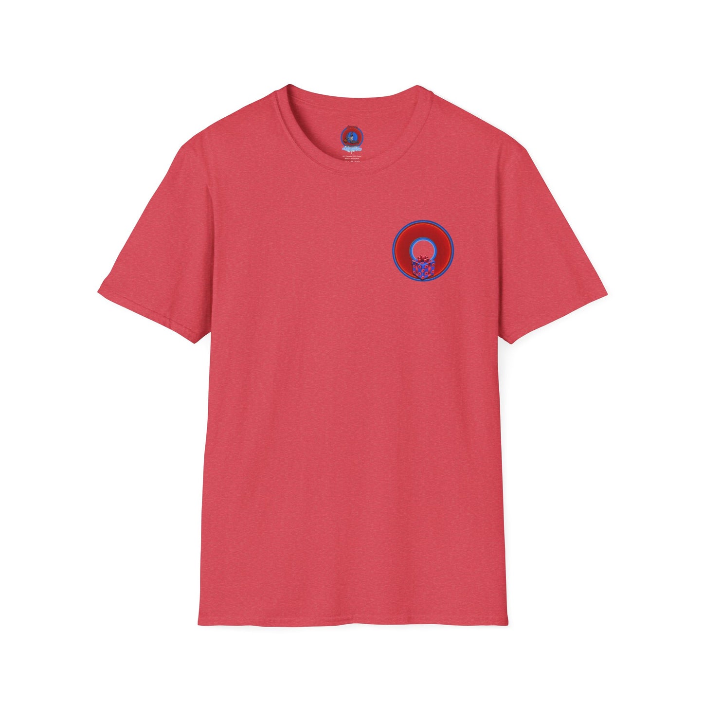 Classic Donut Tee - Unisex Soft-Style - "Phishmas Caroler's Tee " - vivid red/blue donut - variant 1