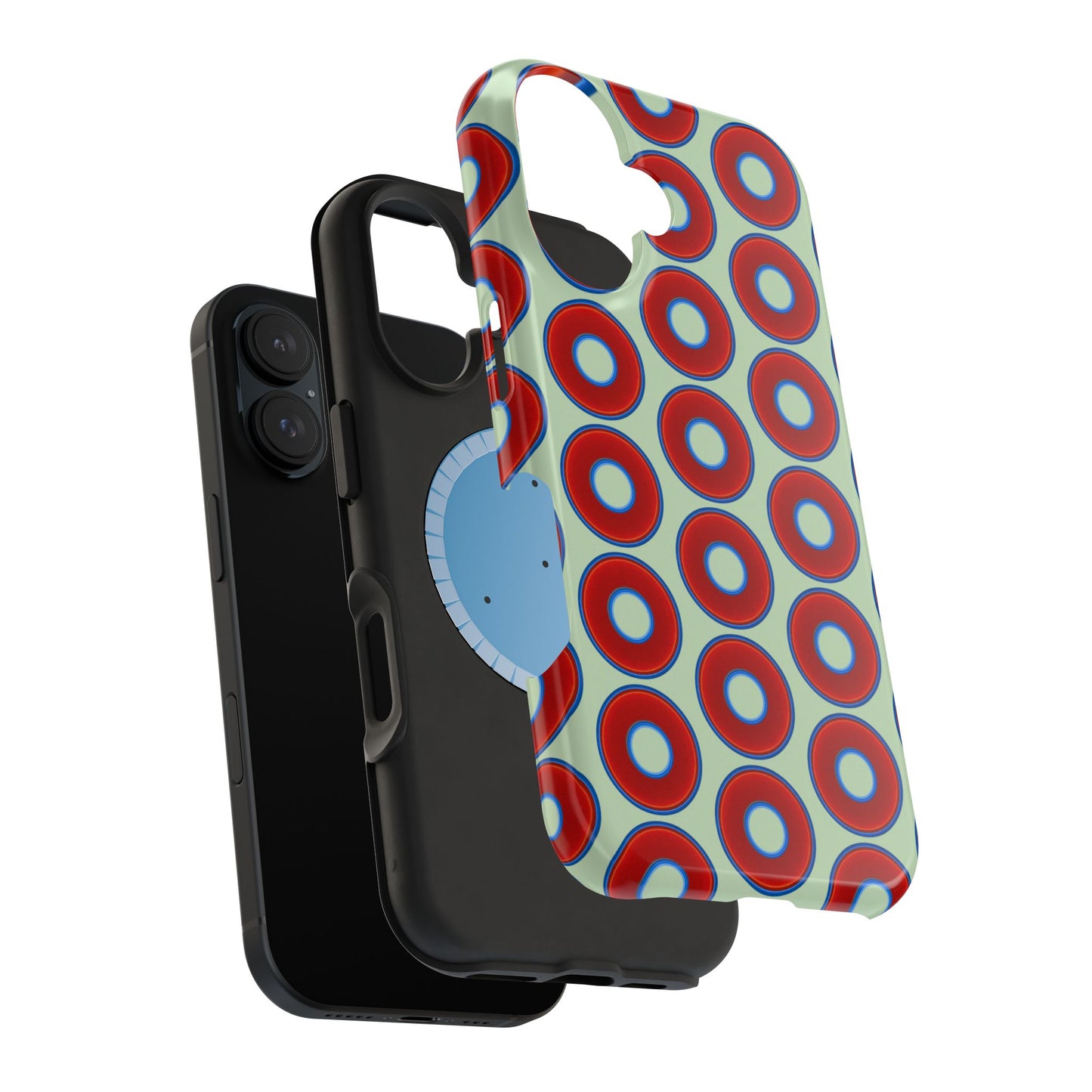Magnetic Tough Donut Case - red vivid donut print w/seafoam green background