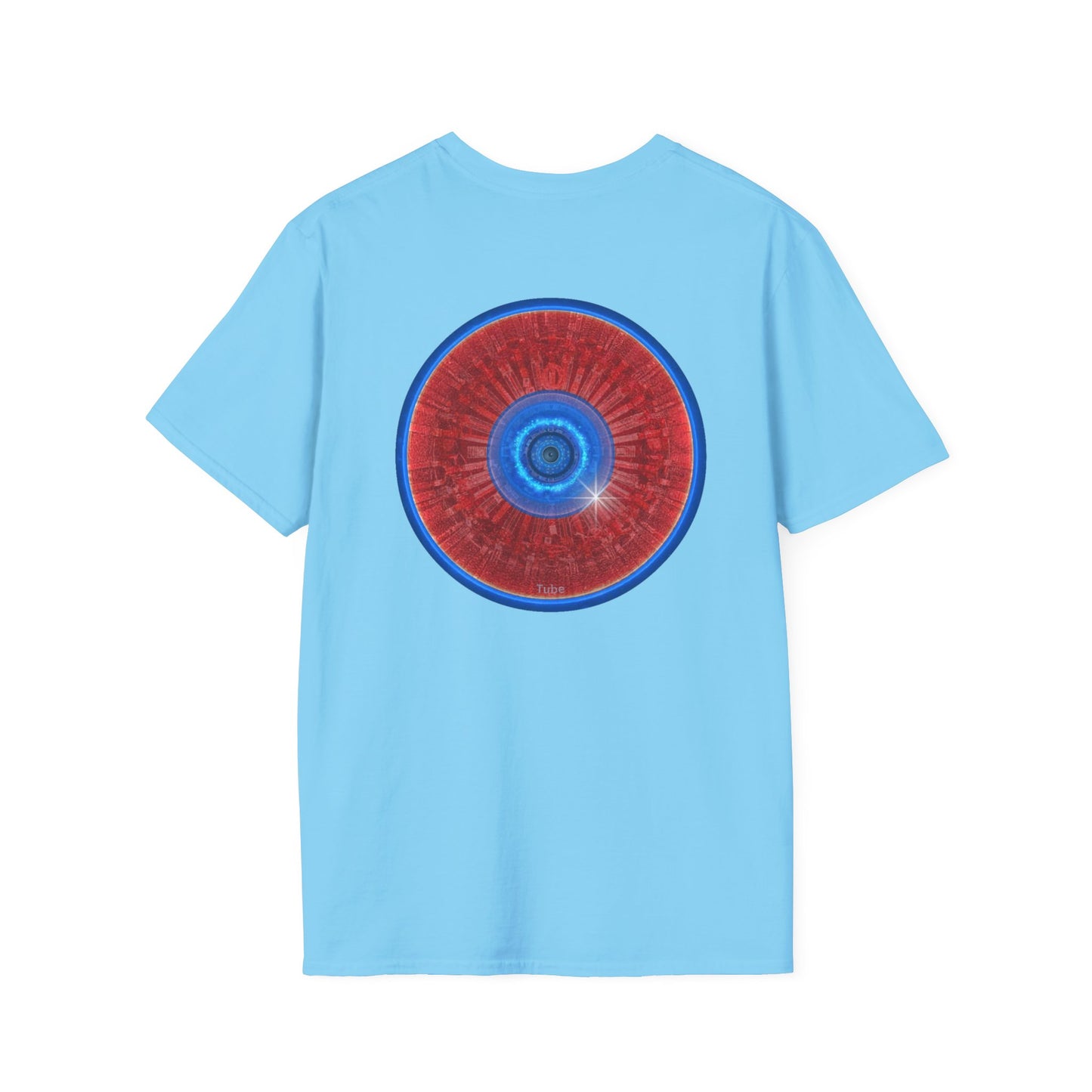 Classic Donut Tee - Unisex Soft-Style - "Graphic Translation Tee Shirt" - vivid red/blue tube donut - variant 1