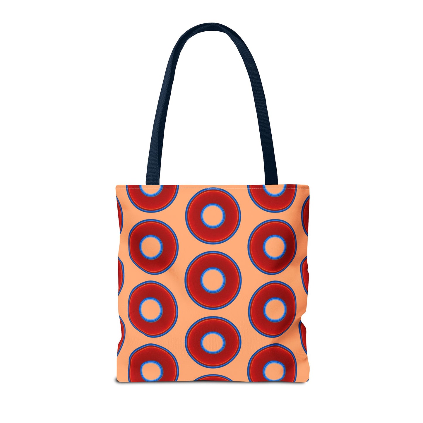 Lumpy Beach/Tote Bag - red vivid donuts w/peach background