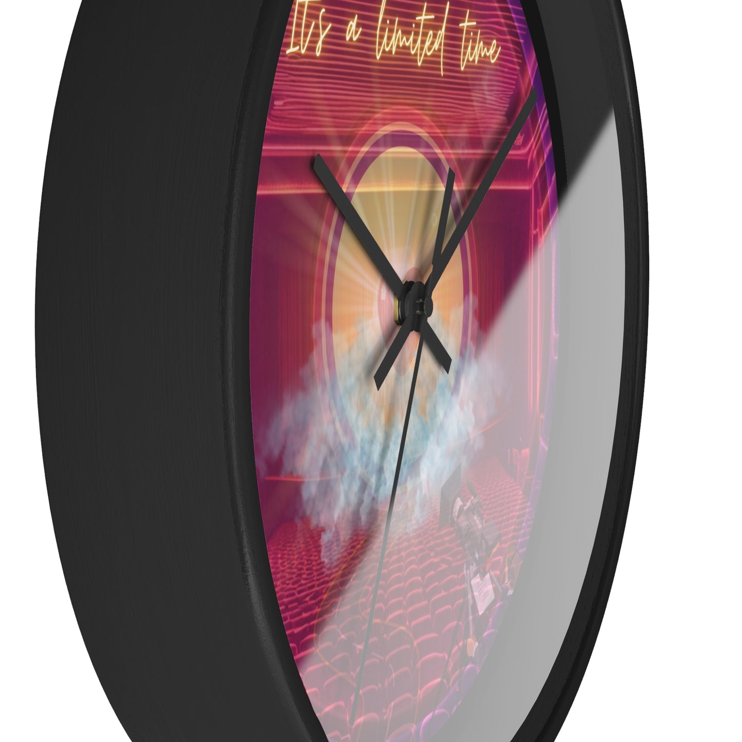 Lumpy Wall Clock - "The Donut of Life Clock" - variant 2 - vivid purple/magenta donut w/black background