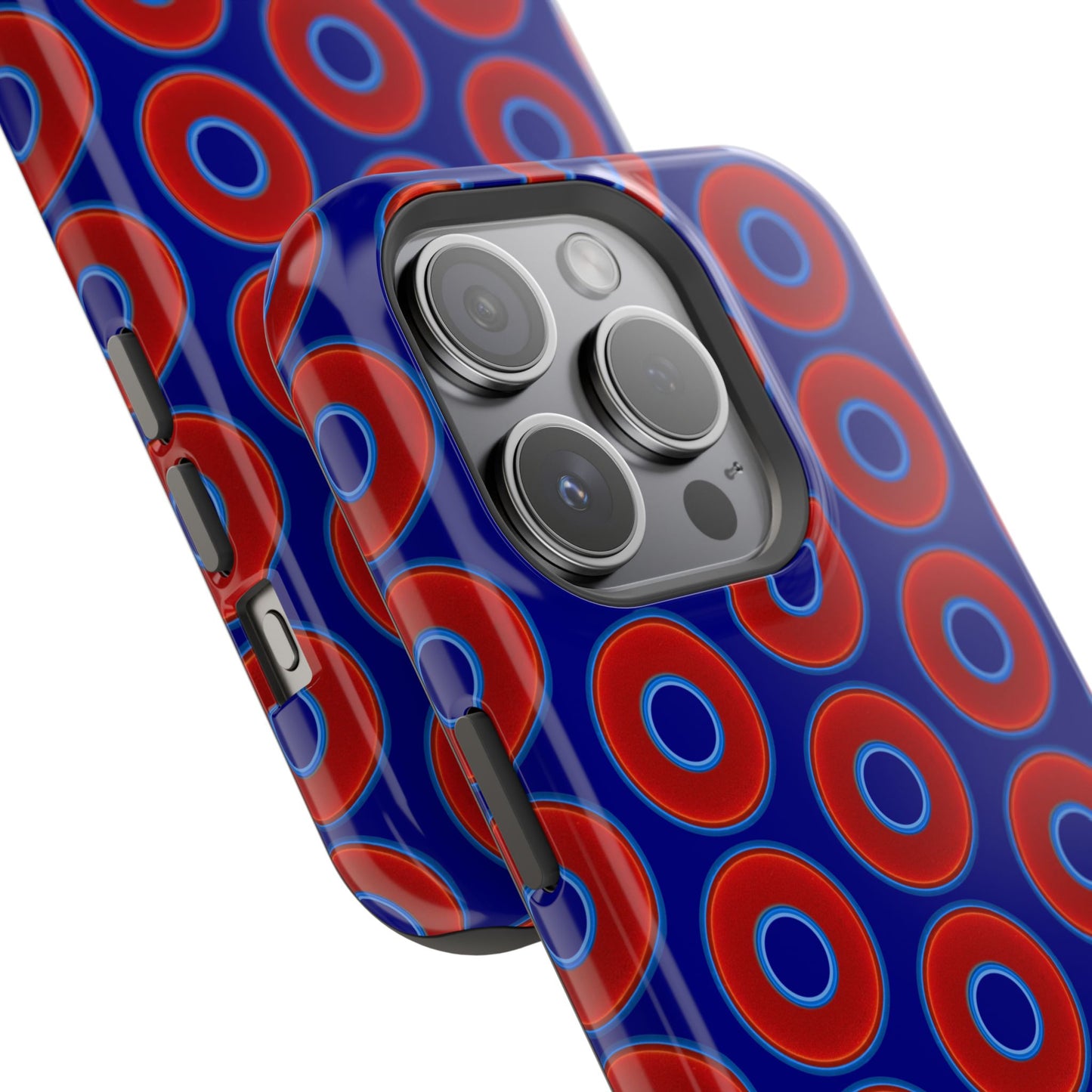 Magnetic Tough Donut Case - red vivid donut print w/vivid navy blue background