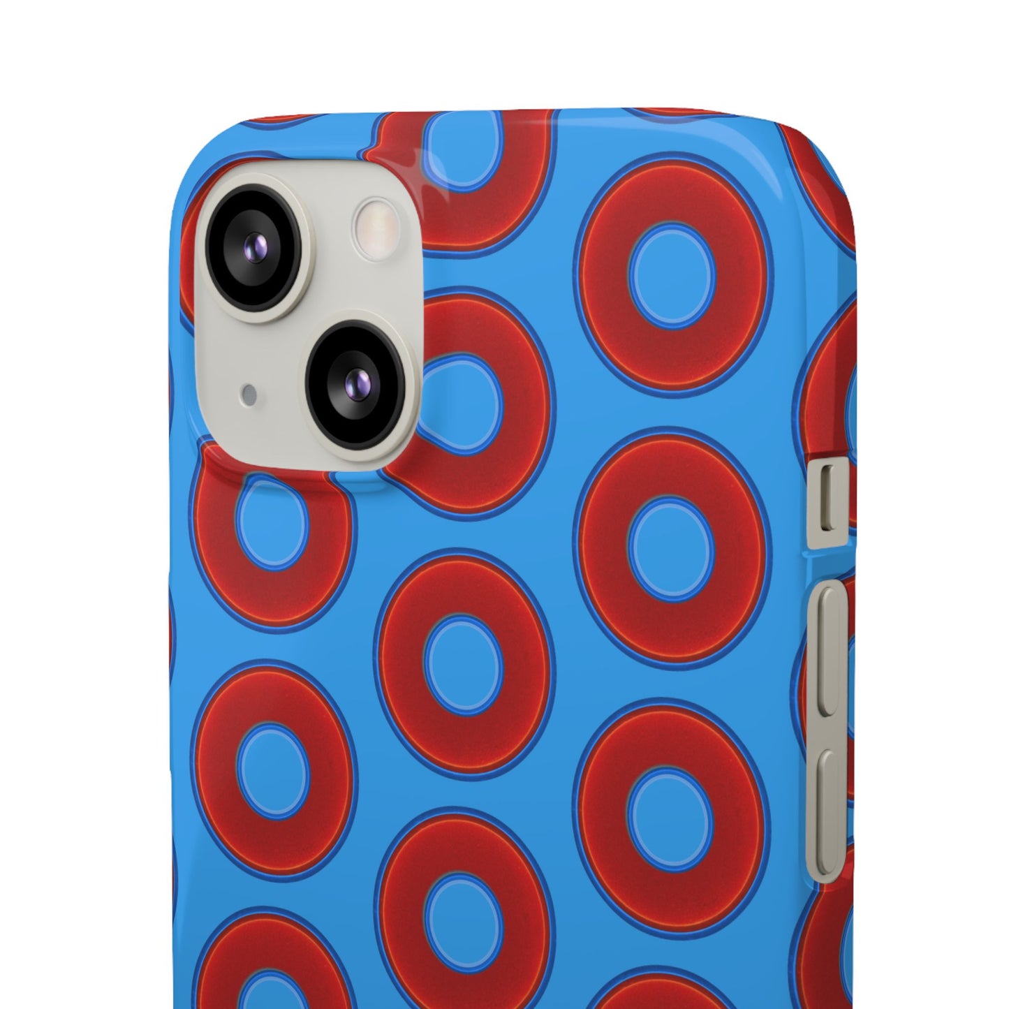 Lumpy Donut Snap Case - red vivid donut print w/sky royal blue background