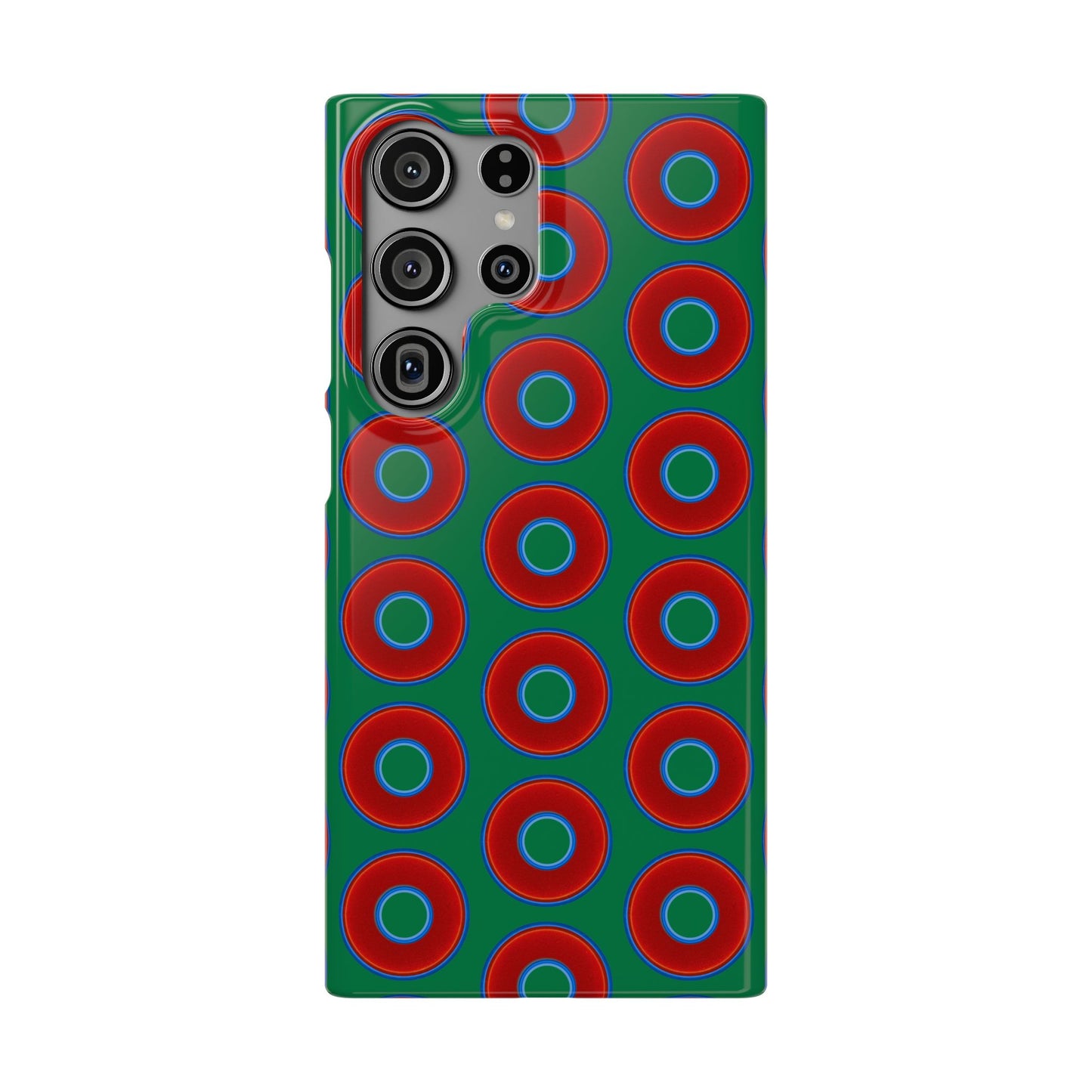 Lumpy Donut Snap Case - red vivid donut print w/green background
