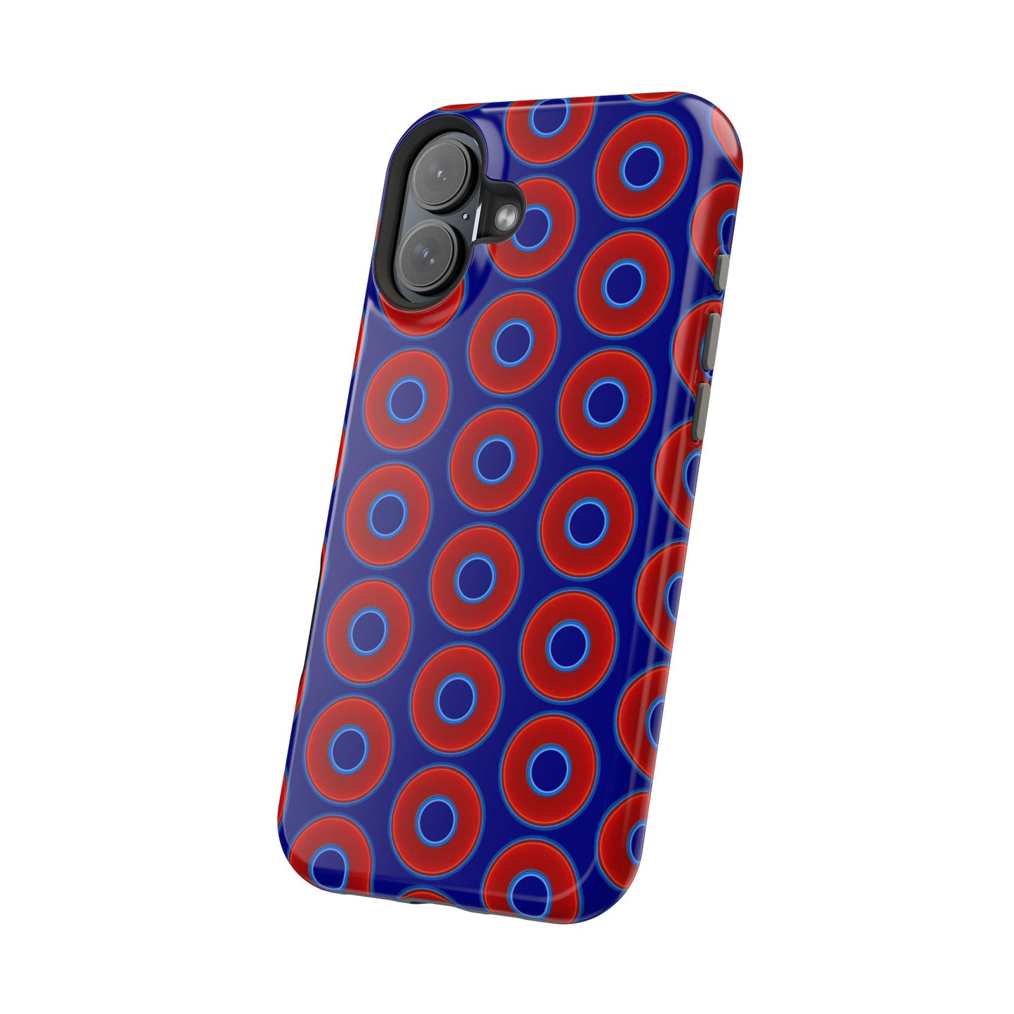 Magnetic Tough Donut Case - red vivid donut print w/vivid navy blue background