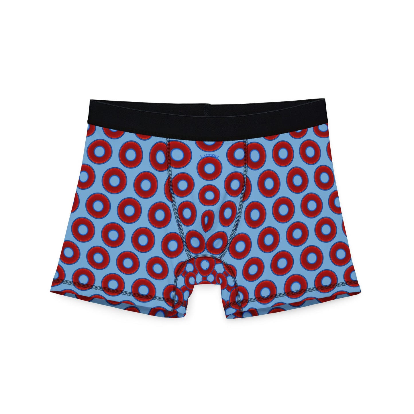 Men's Donut Boxers - red vivid donuts w/sky blue background