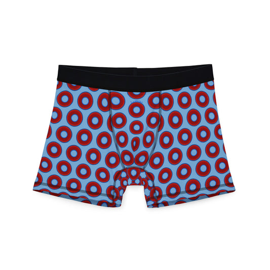Men's Donut Boxers - red vivid donuts w/sky blue background