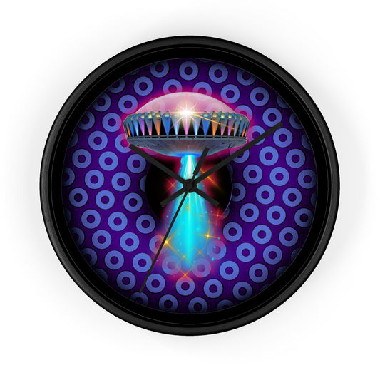 Lumpy Wall Clock - "They Serve Donuts on the Mothership now" - variant 4 - paradoxical purple/light blue donut w/black background