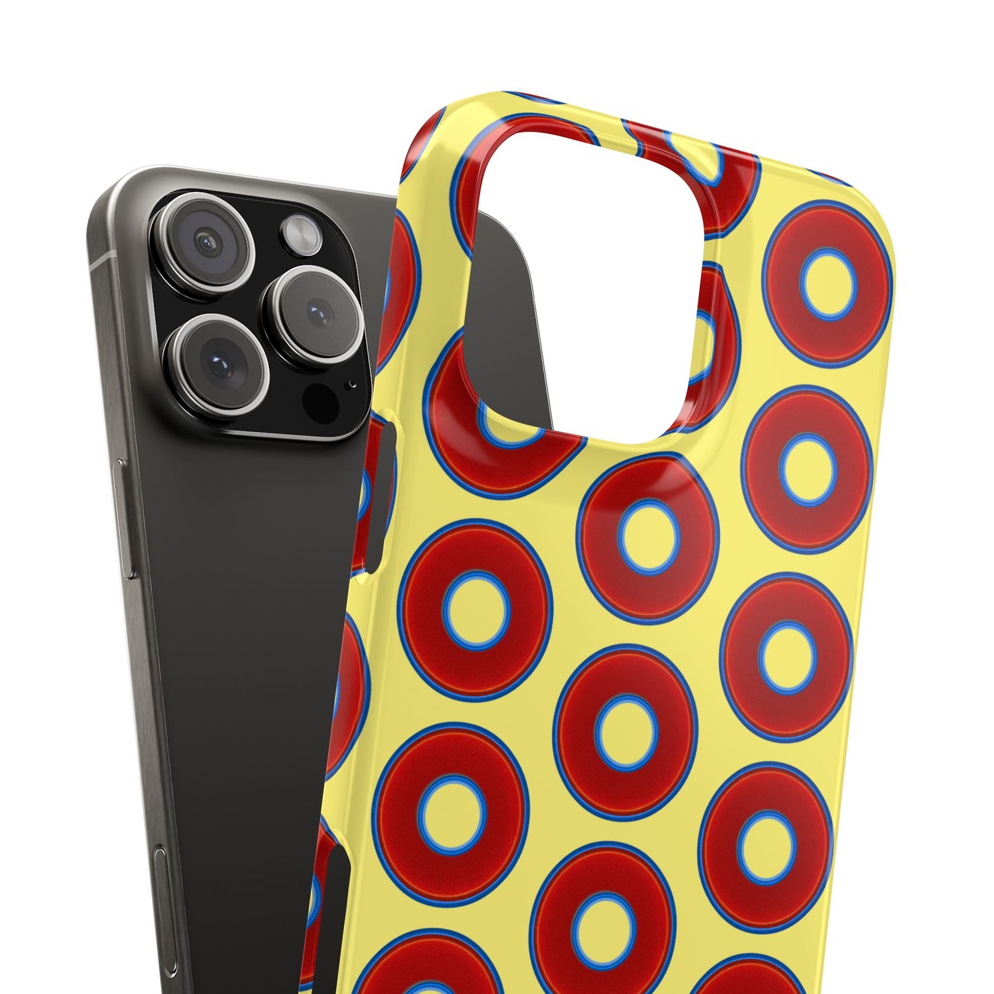 Lumpy Donut Snap Case - red vivid donut print w/yellow background