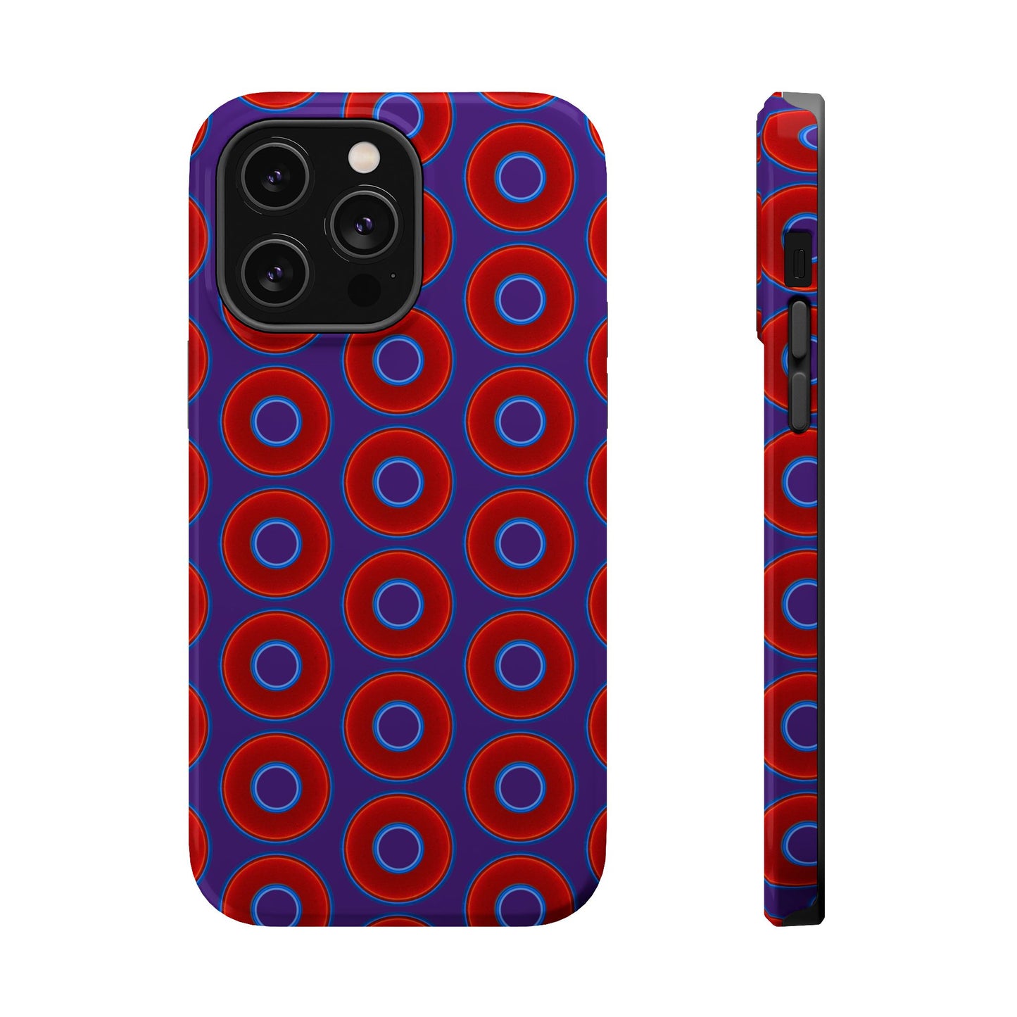 Magnetic Tough Donut Case - red vivid donut print w/purple background