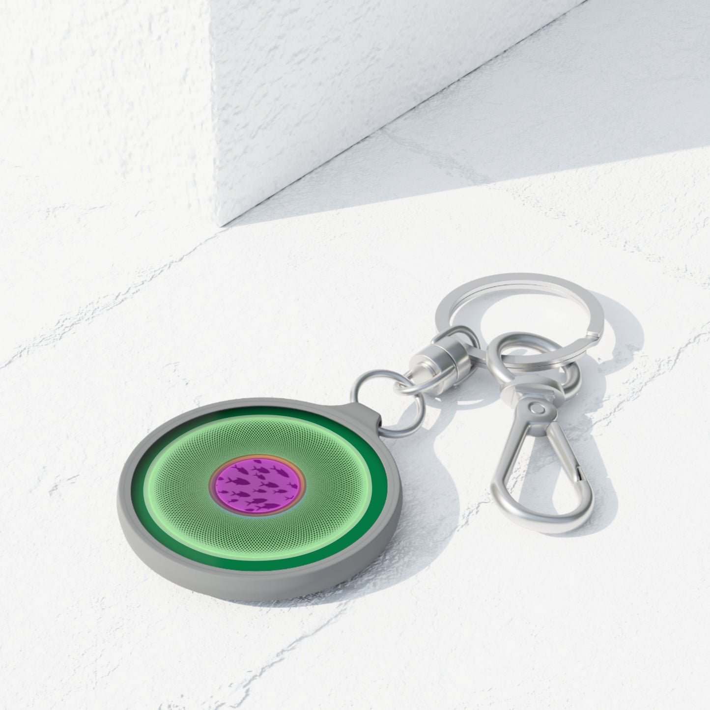 Lumpy Donut Keychain - "Swimming By" - series 1.0 - variant 3 - pastel green donut