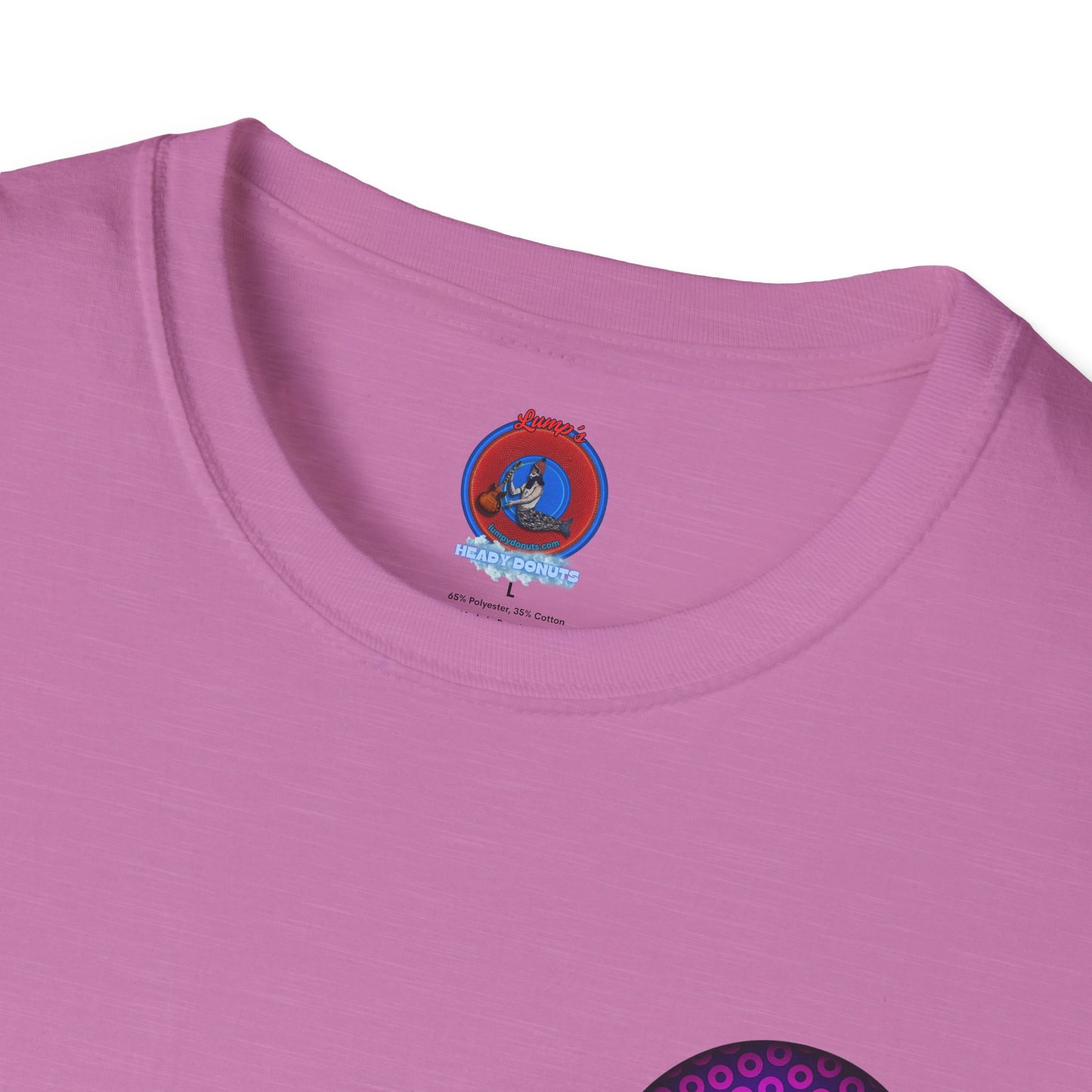 Classic Donut Tee - Unisex Soft-Style - "A Purple Humpback Whale of a Good Time" - variant 1 - purple paradoxical donut