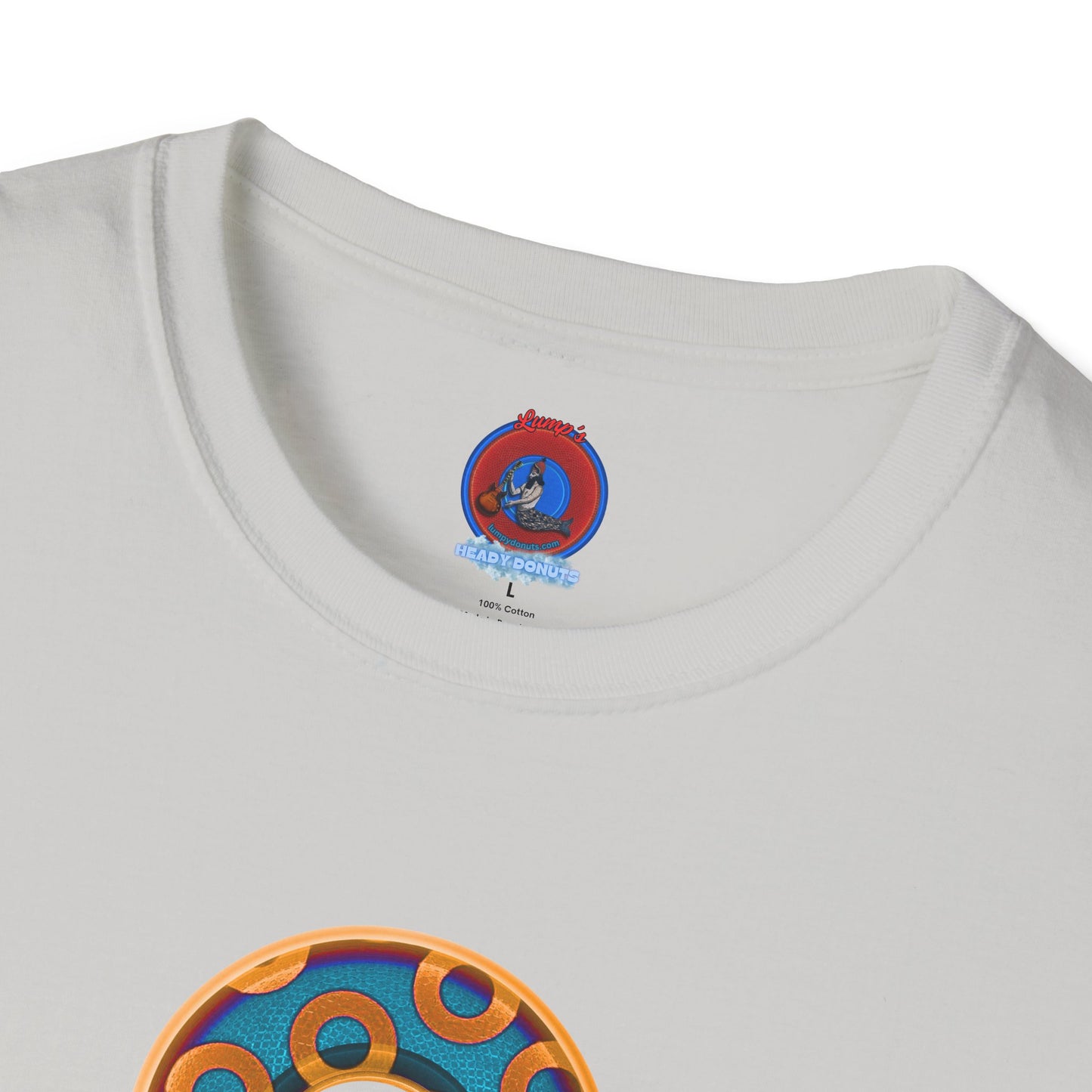 Plain Donuts/Unisex Soft-Style - "Plain Rustic Paradoxical Donuts" - light blue/orange donuts