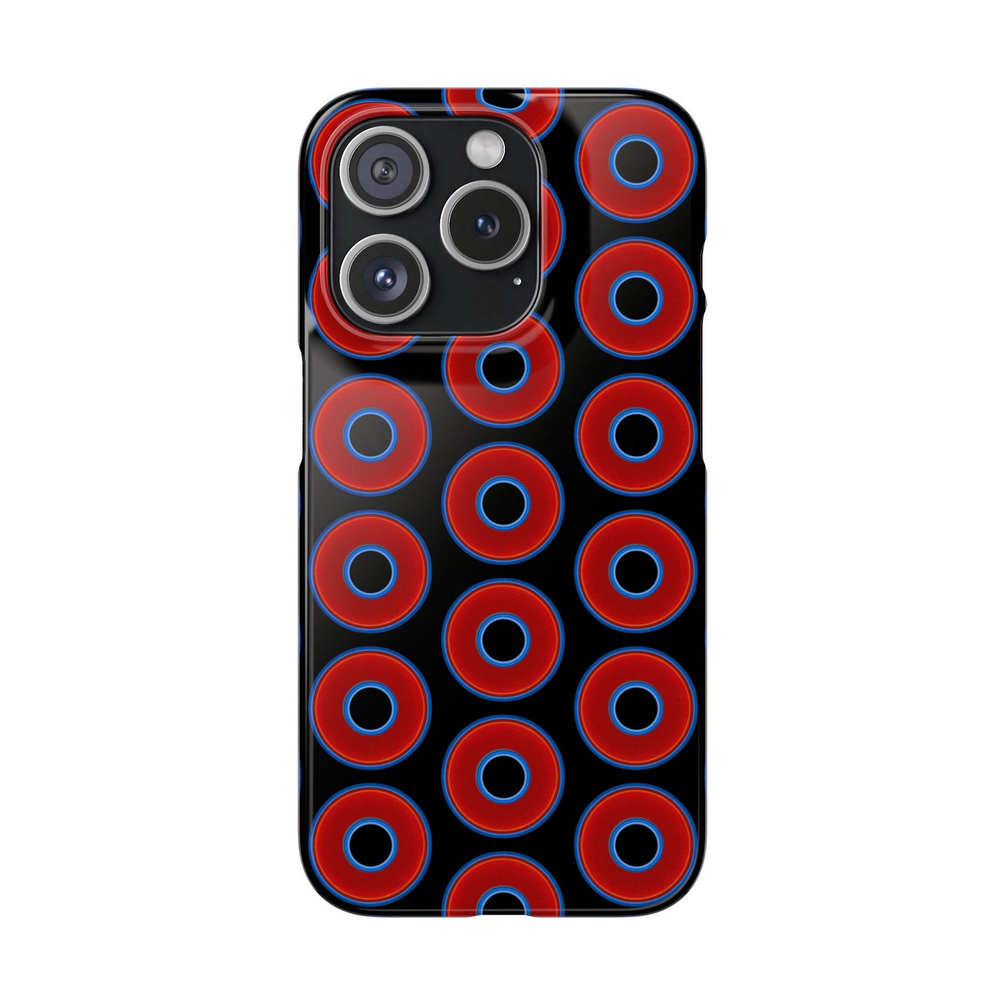 Lumpy Donut Snap Case - red vivid donut print w/black background
