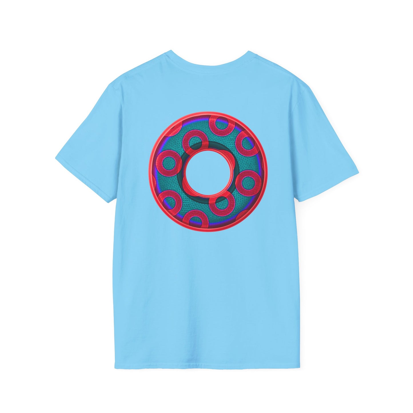Plain Donuts/Unisex Soft-Style - "Plain Rustic Paradoxical Donuts" - red/steel blue donuts