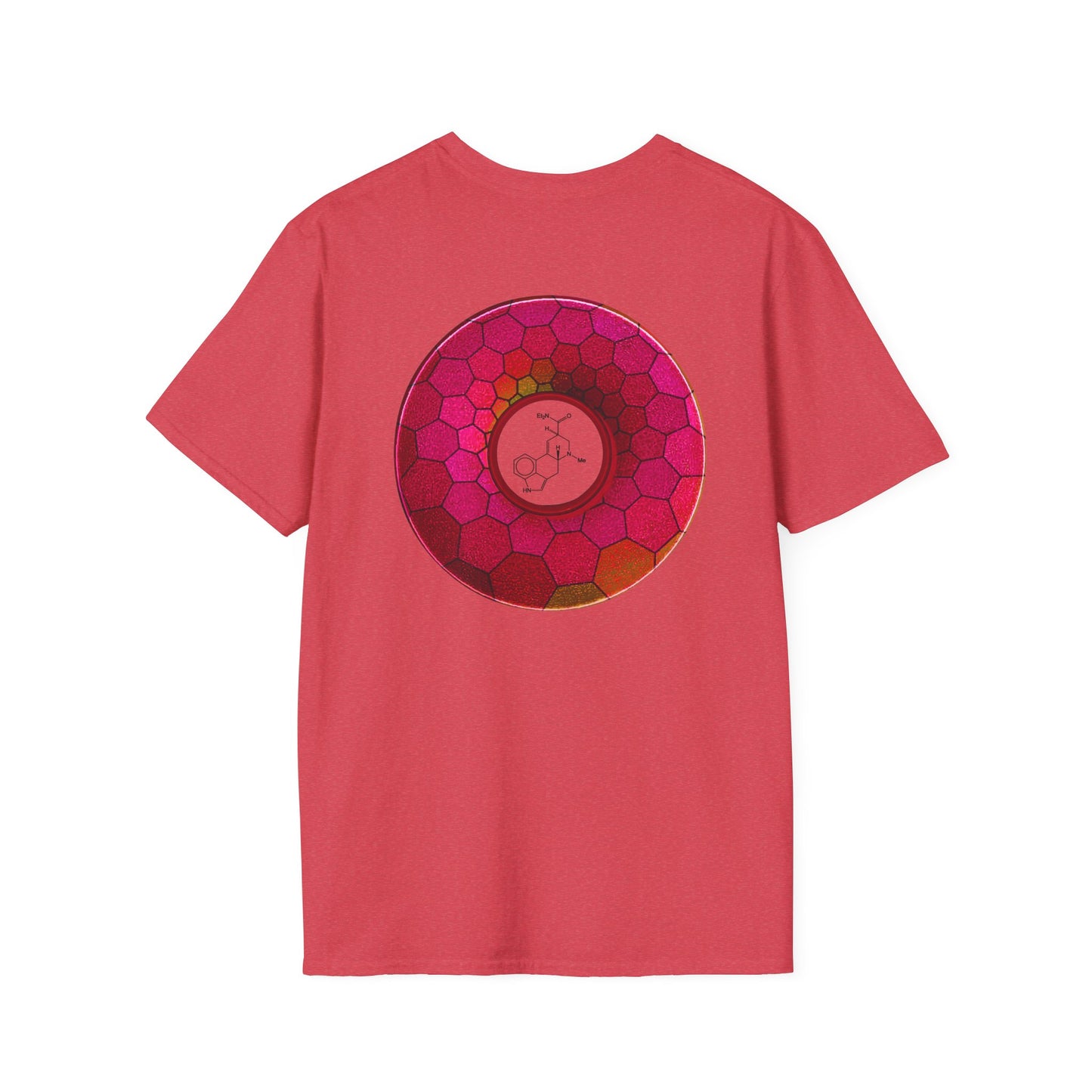 Classic Donut Tee - Unisex Soft-Style - "Dr. Albert Hofmann's Favorite Donut" - series 1.0  - variant 2 - magenta hexadonut