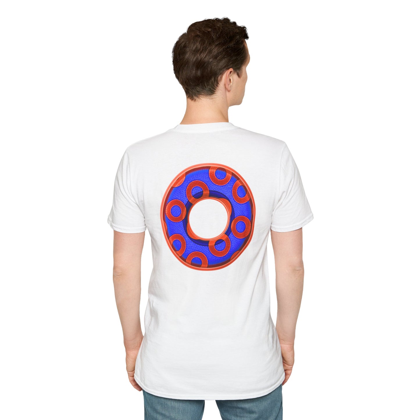Plain Donuts/Unisex Soft-Style - "Plain Rustic Paradoxical Donuts" - electric blue/red donuts