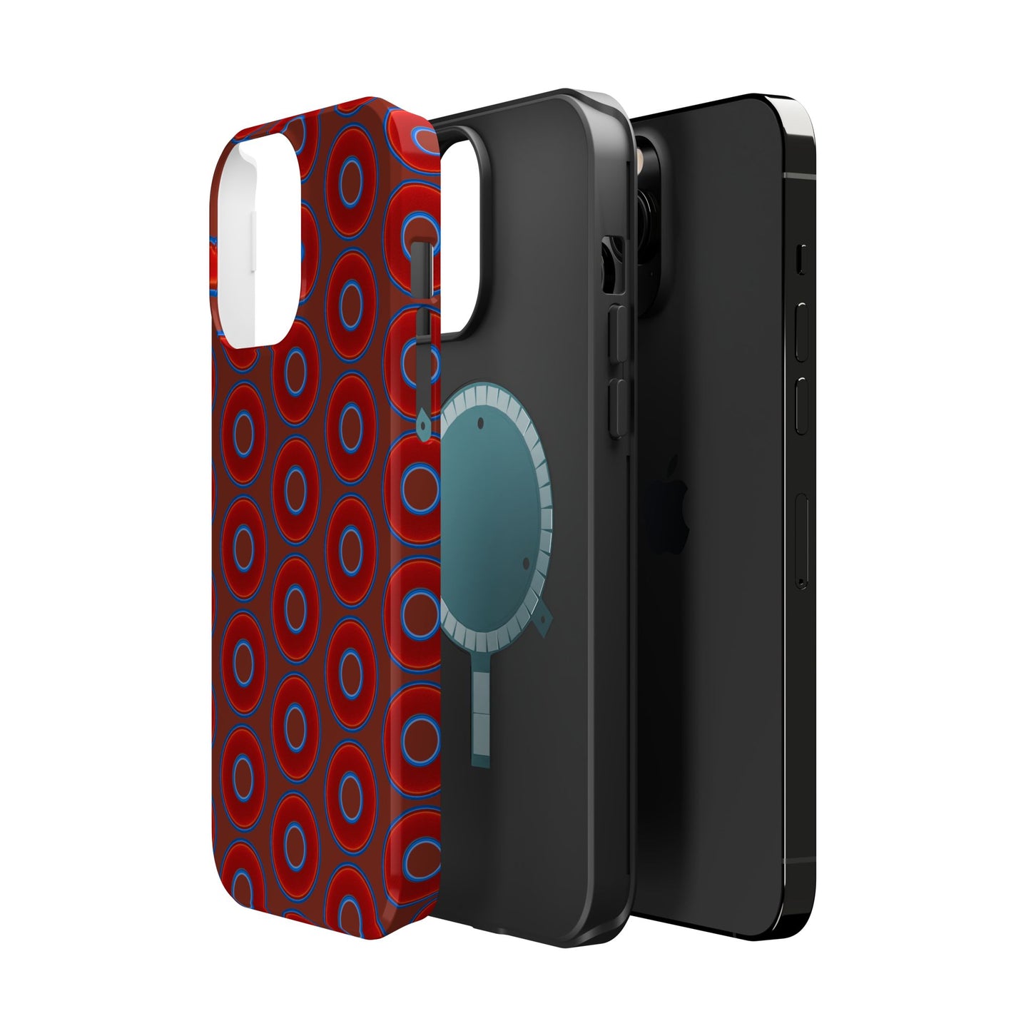 Magnetic Tough Donut Case - red vivid donut print w/burnt umber background