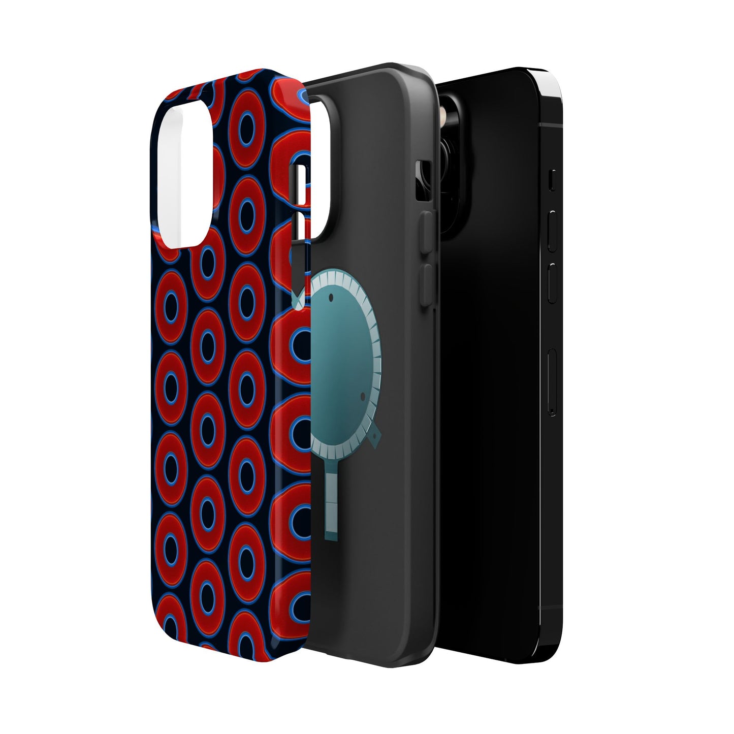 Magnetic Tough Donut Case - red vivid donut print w/blue charcoal background