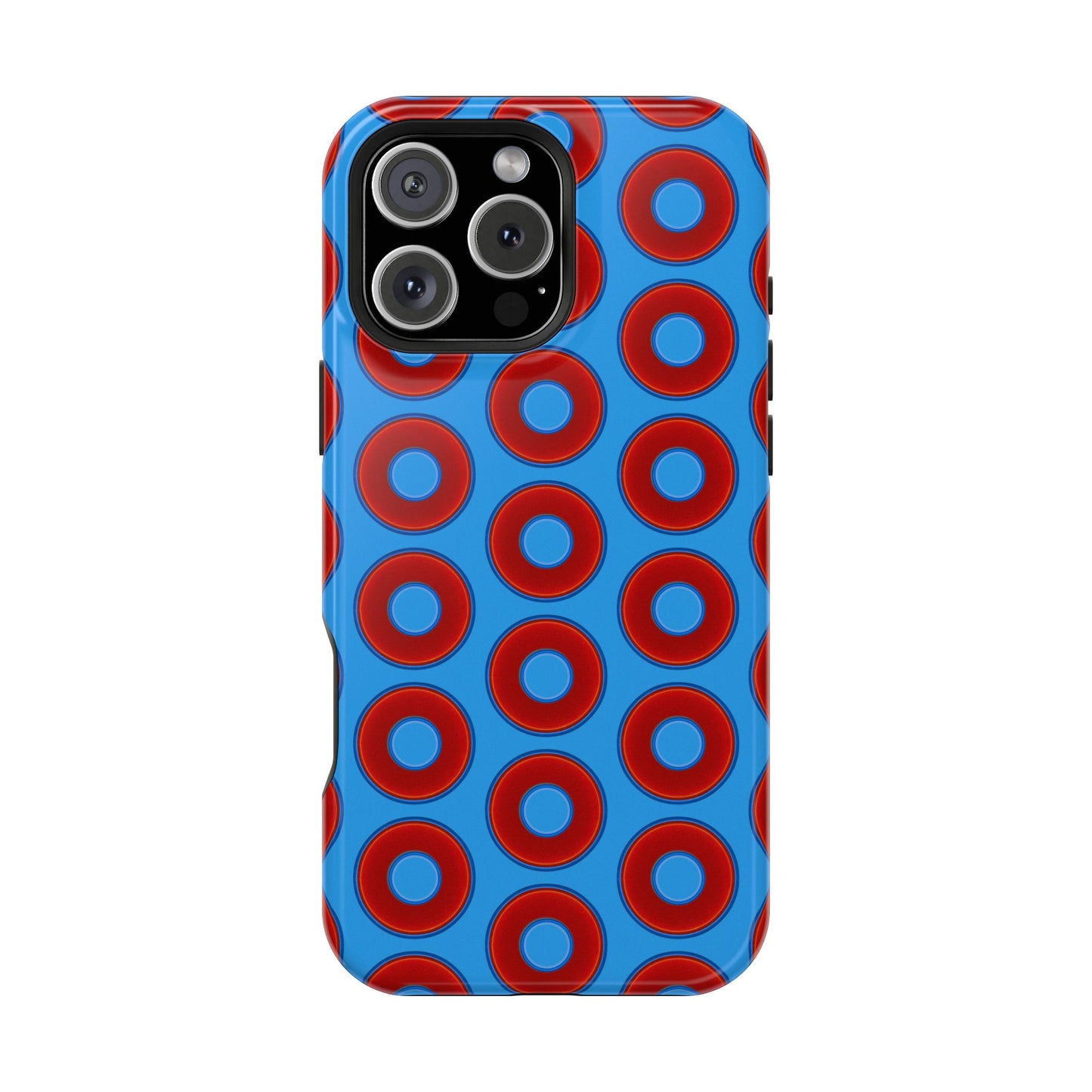 Impact-Resistant Lumpy Donut Case - red vivid donut print w/sky royal blue background