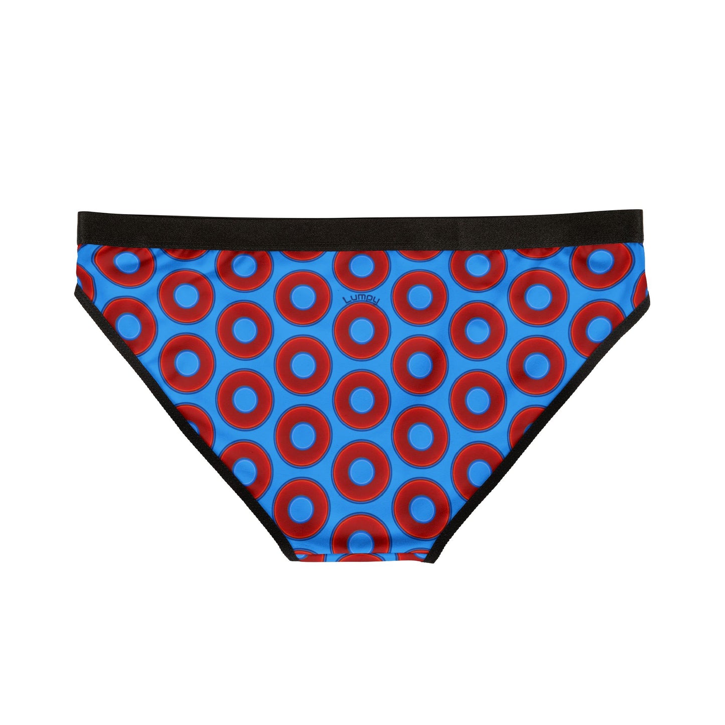 Lumpy Donut Underwear - vivid red donut print w/sky royal blue background