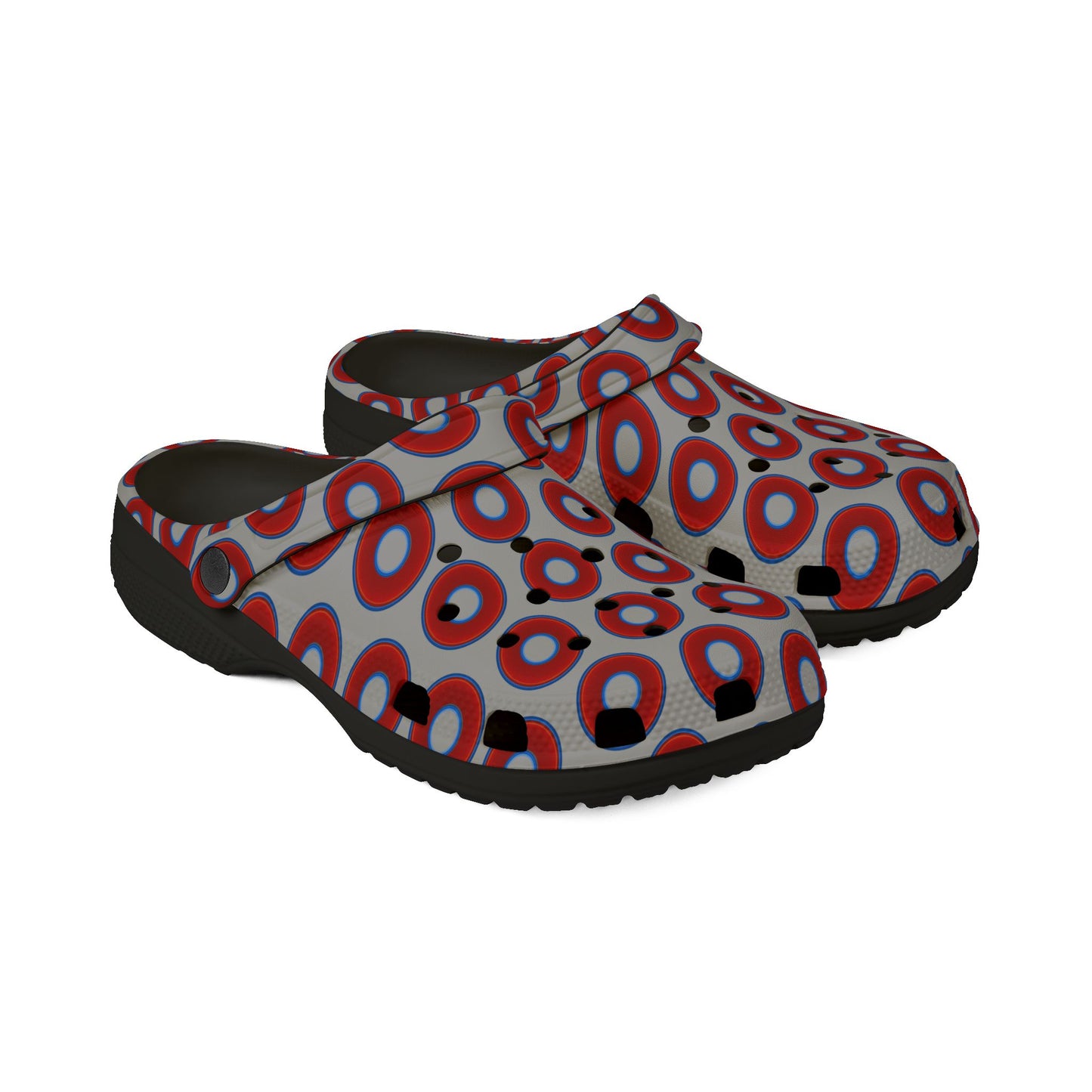 Spatchcocks - donut slip-on shoes - vivid red donuts w/light gray background [unisex]