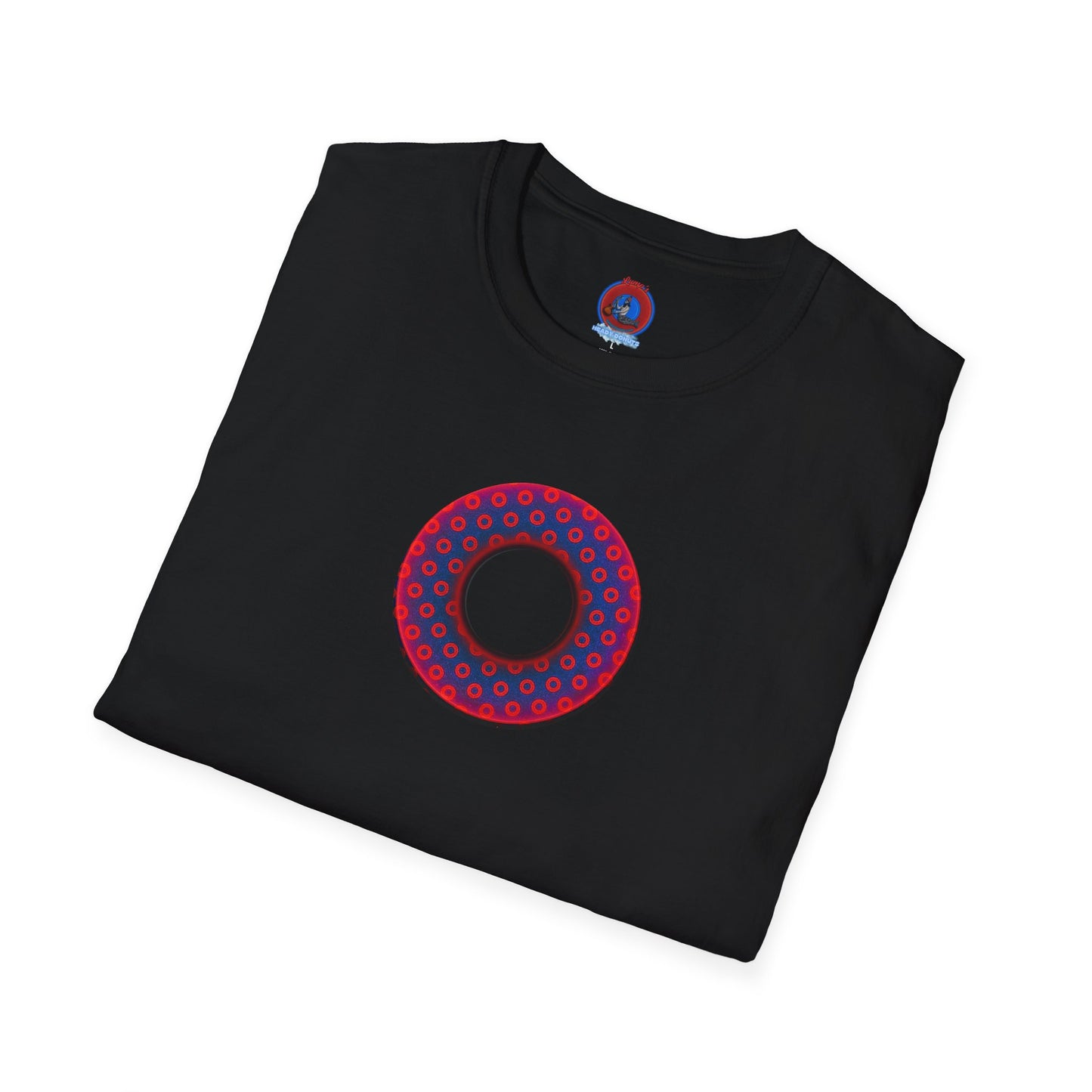 Classic Donut Tee - Unisex Soft-Style - "Vivid Donut inside a Paradox Donut" - blue/red electric paradox donut - variant 2 w/hole