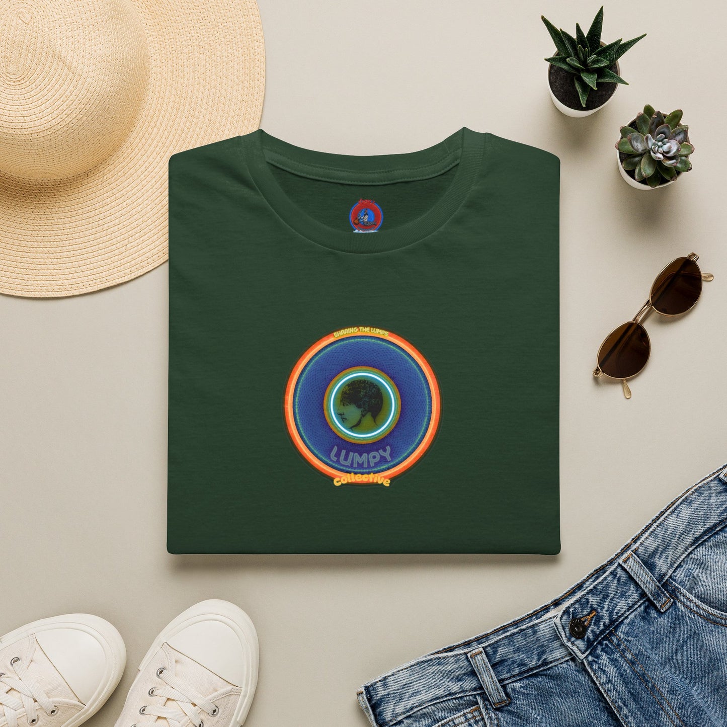 Classic Donut Tee - Unisex Soft-Style - "Lumpy Collective Donut" - blue/orange lumpy donut - variant 4