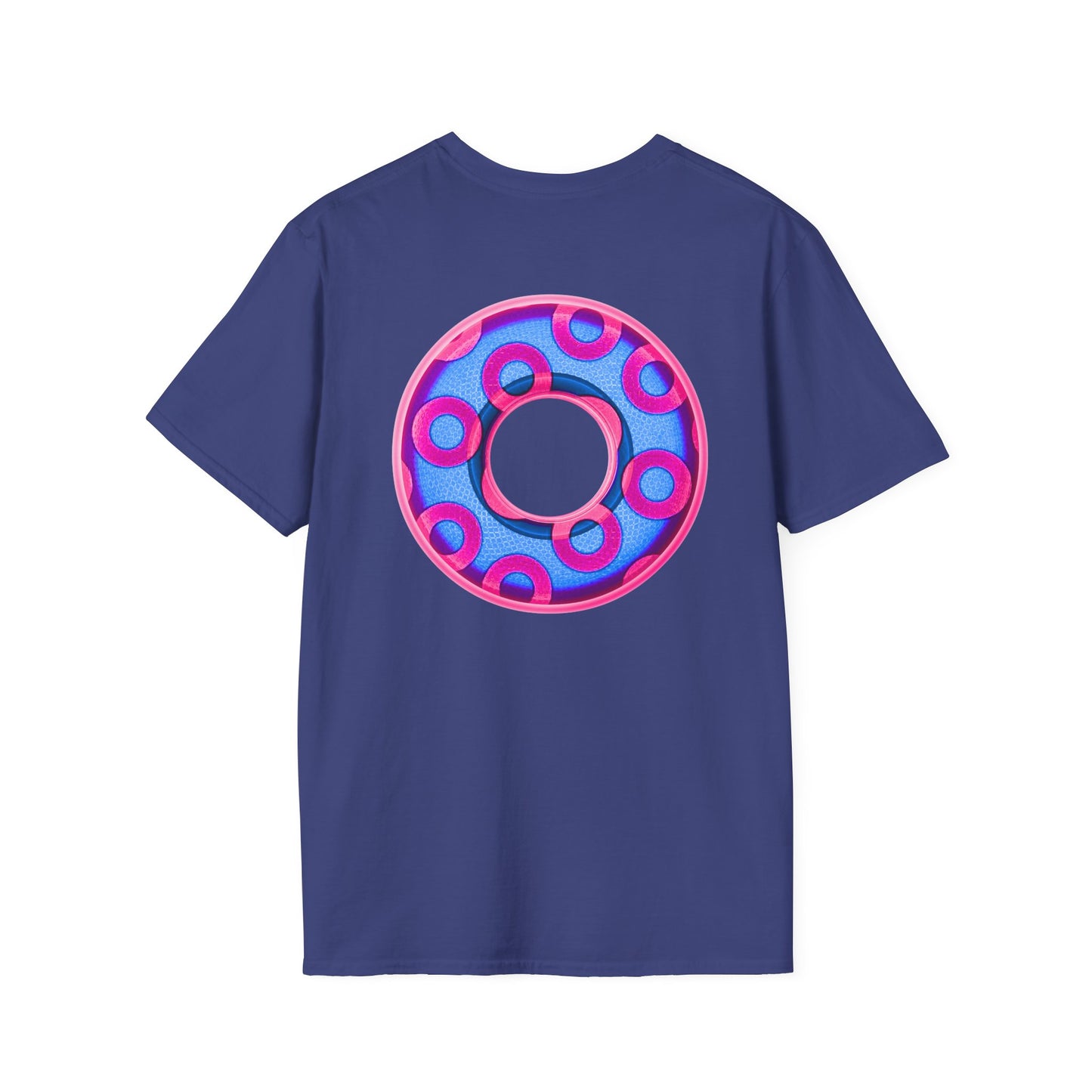 Plain Donuts/Unisex Soft-Style - "Plain Rustic Paradoxical Donuts" - light blue/magenta donuts