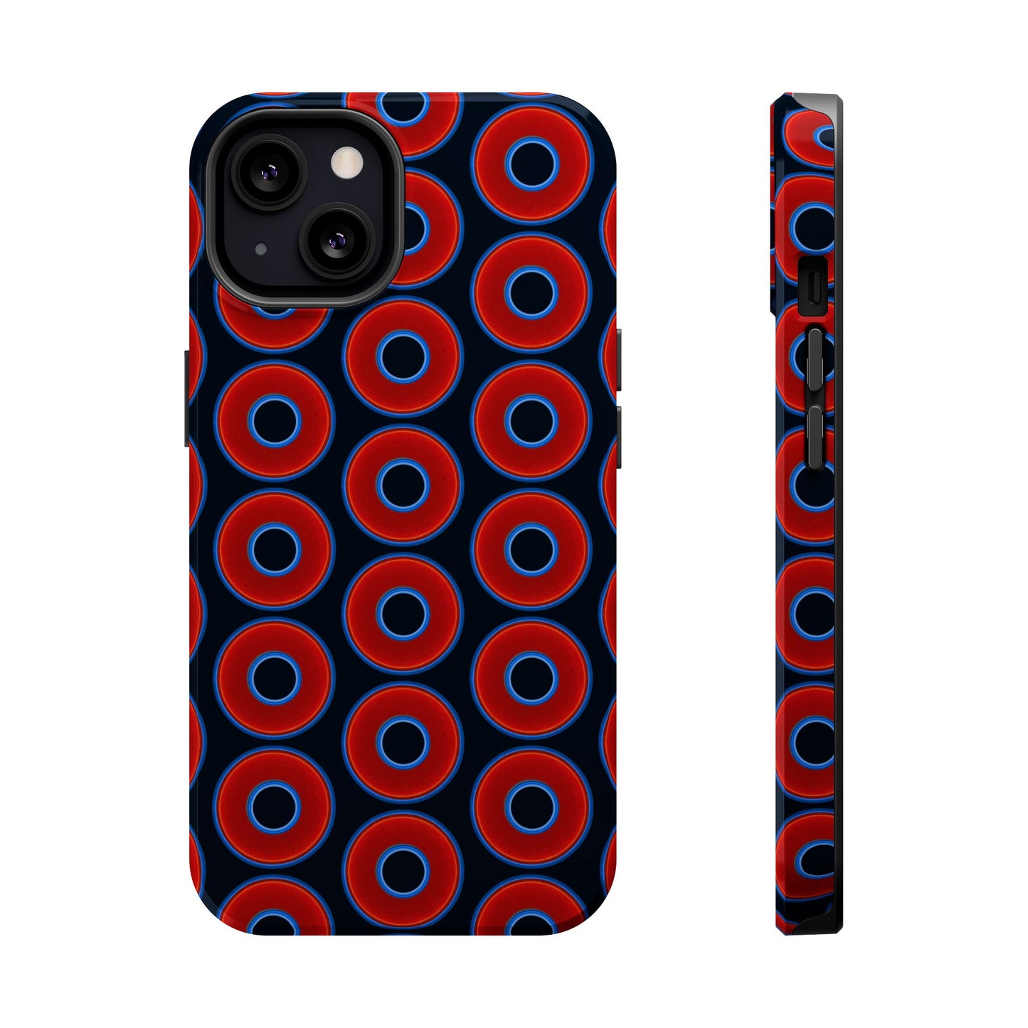Magnetic Tough Donut Case - red vivid donut print w/blue charcoal background
