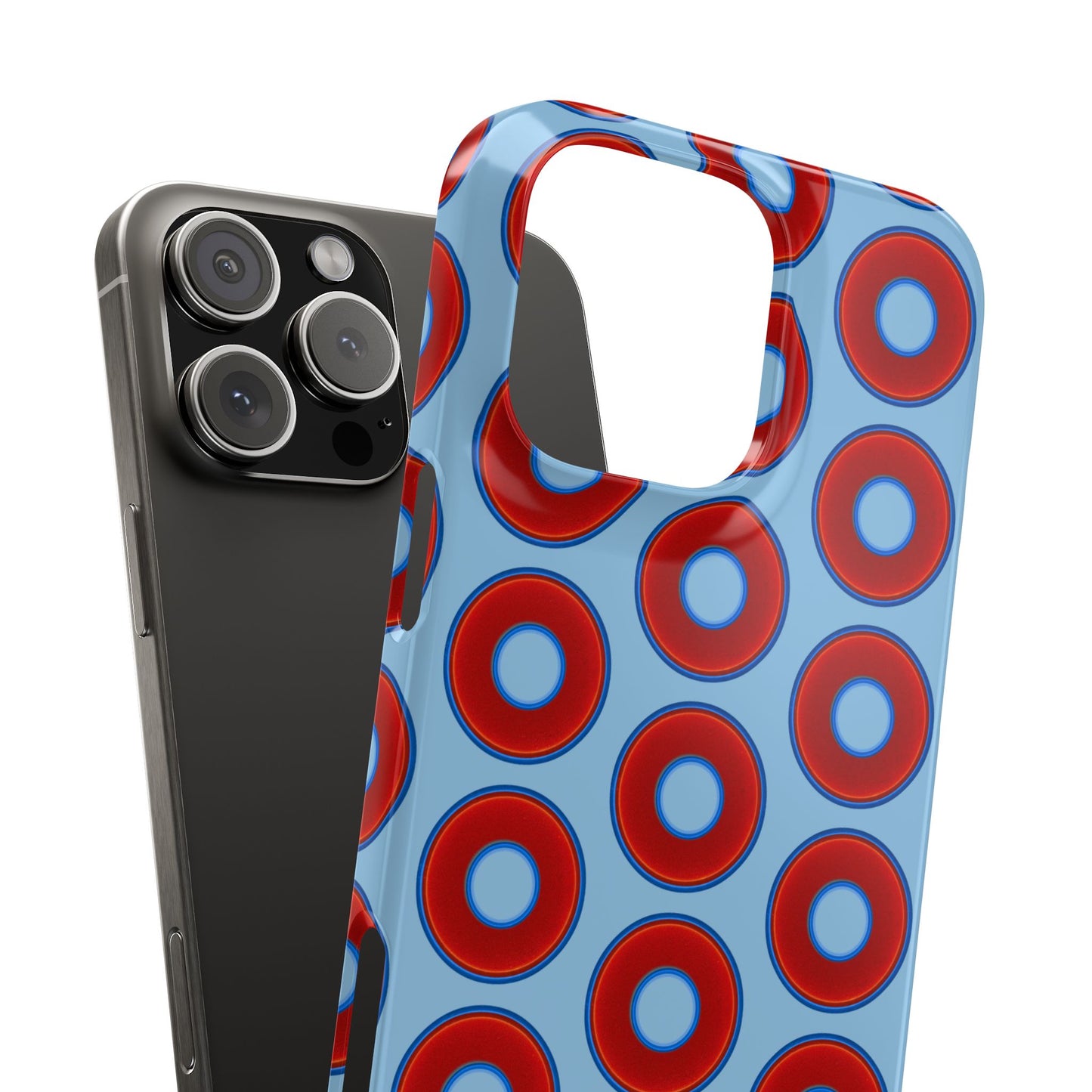Lumpy Donut Snap Case - red vivid donut print w/sky blue background