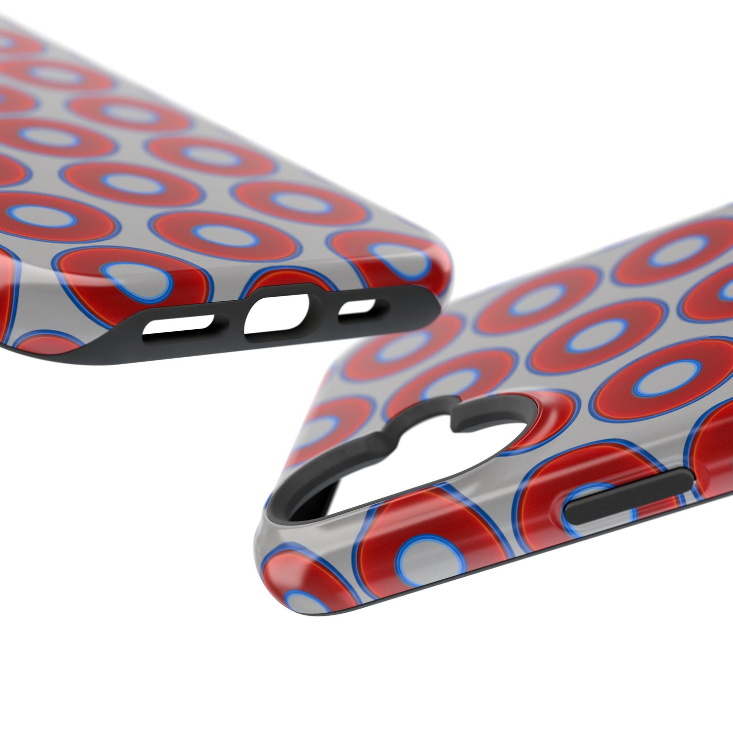 Magnetic Tough Donut Case - red vivid donut print w/light gray background