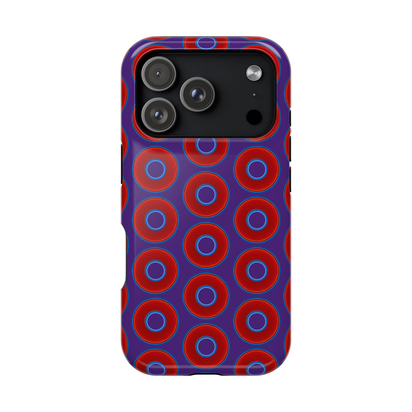 Magnetic Tough Donut Case - red vivid donut print w/purple background