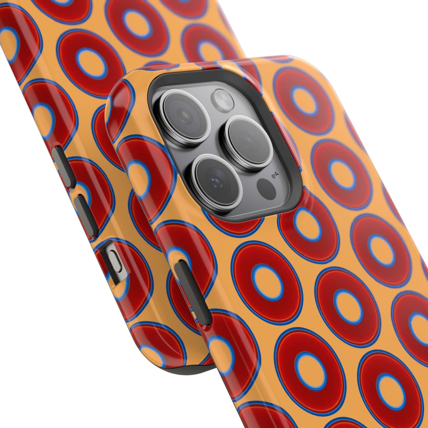 Magnetic Tough Donut Case - red vivid donut print w/creamsicle orange background